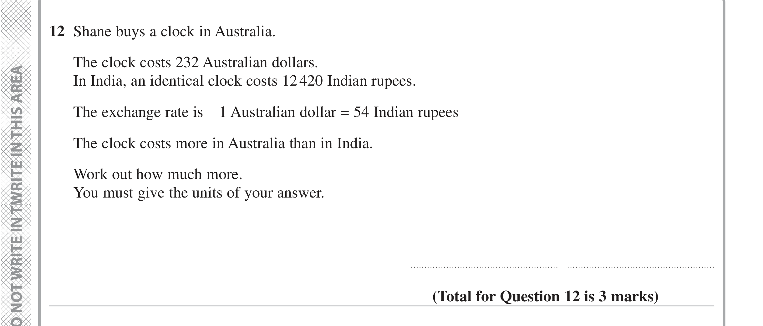 Question 12 — Exchange Rate — Edexcel iGCSE June 2024