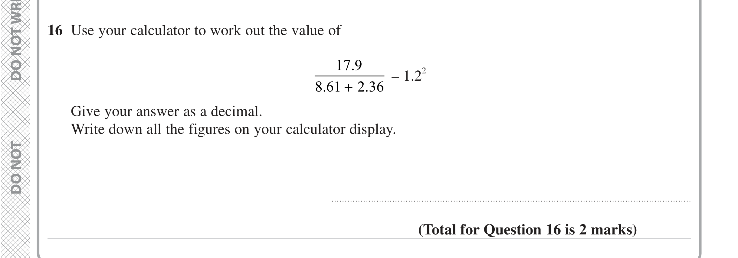 Question 16 — Calculator Questions — Edexcel iGCSE June 2024