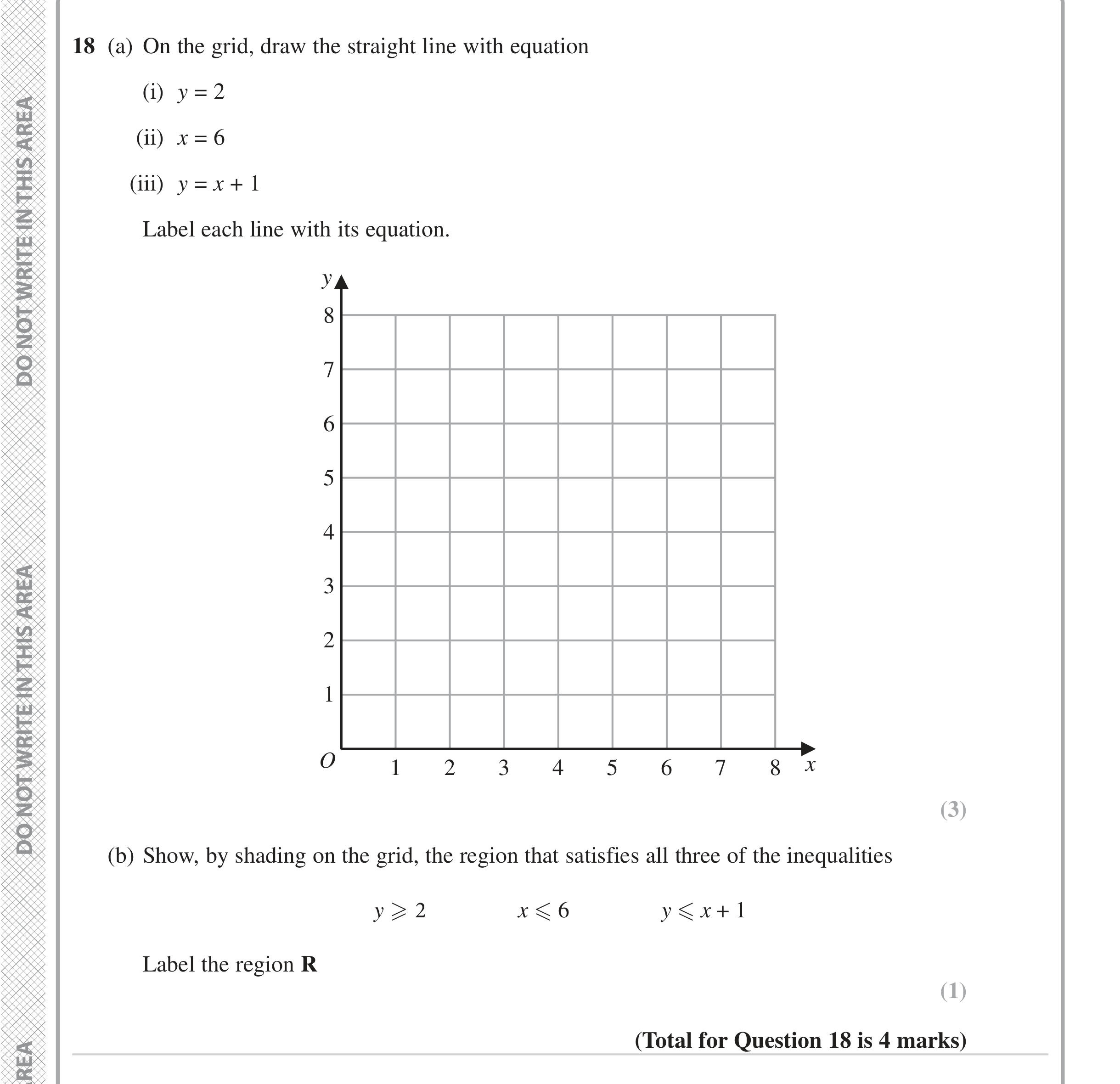 Question 18 — Straight Line Graphs, Inequalities — Edexcel iGCSE June 2024