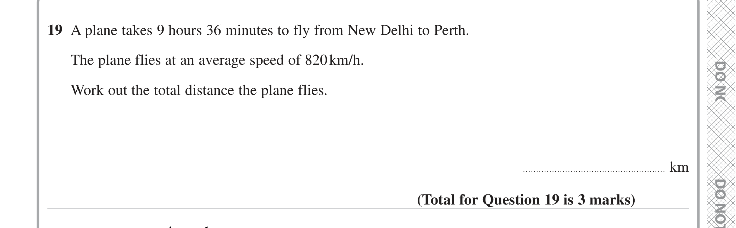 Question 19 — Speed/Distance/Time/Density/Pressure — Edexcel iGCSE June 2024