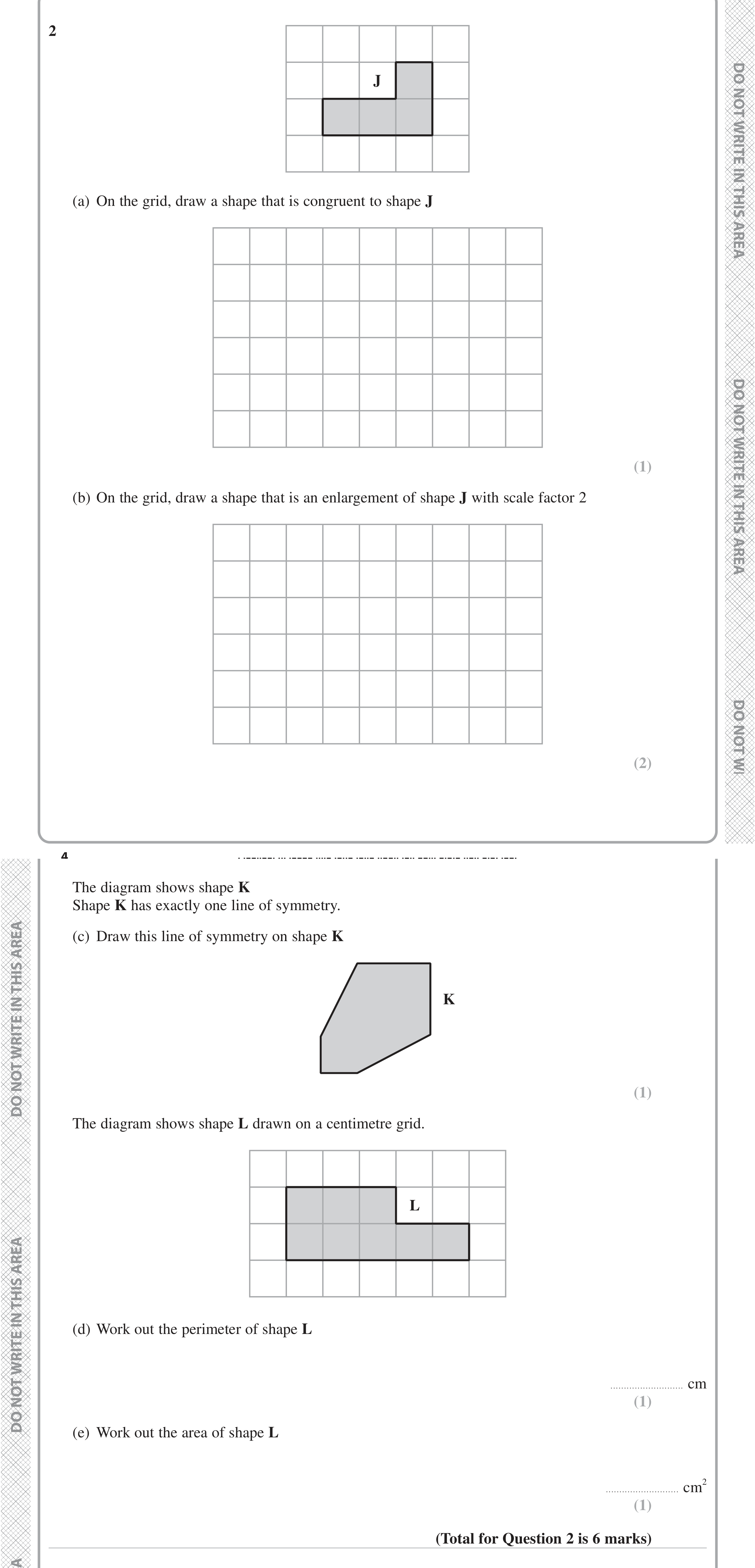 Question 2 — Congruence and Similarity, Rotations/Reflections/Translations/Enlargements, Symmetry, Perimeter and Area — Edexcel iGCSE June 2024