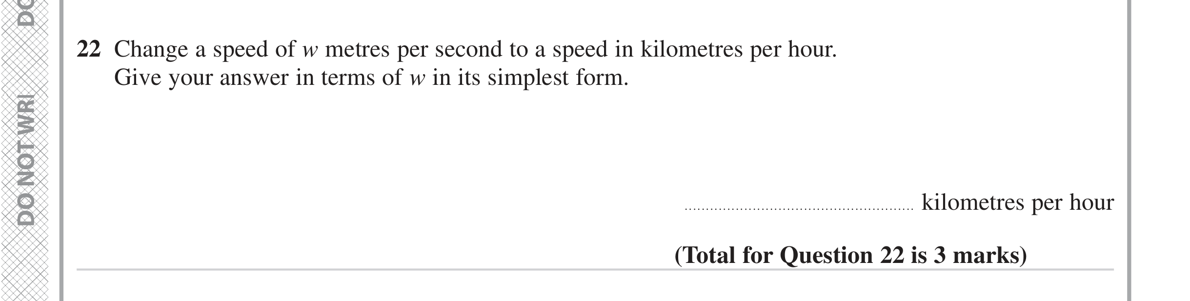 Question 22 — Unit Conversions — Edexcel iGCSE June 2024
