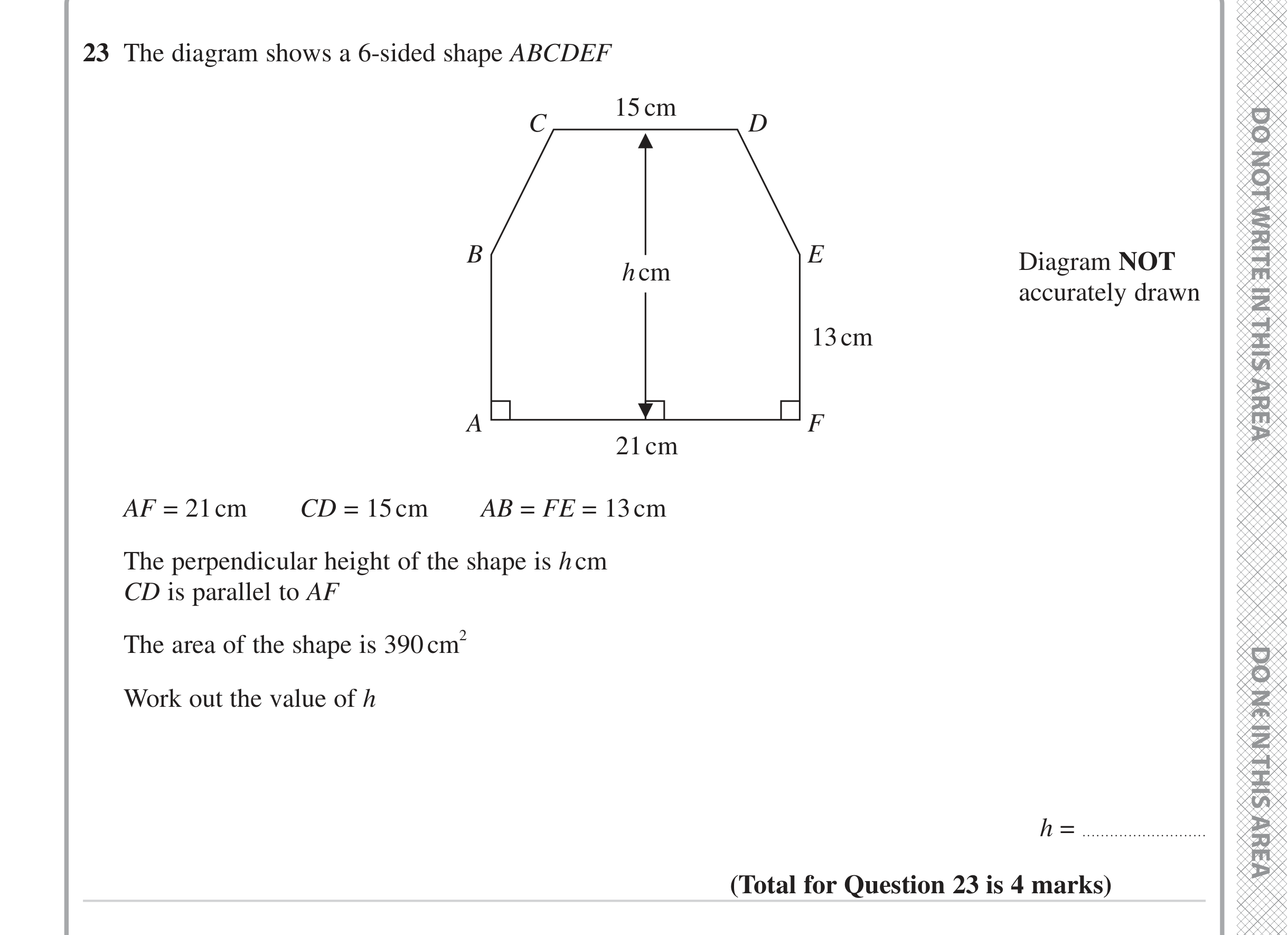 Question 23 — Perimeter and Area — Edexcel iGCSE June 2024