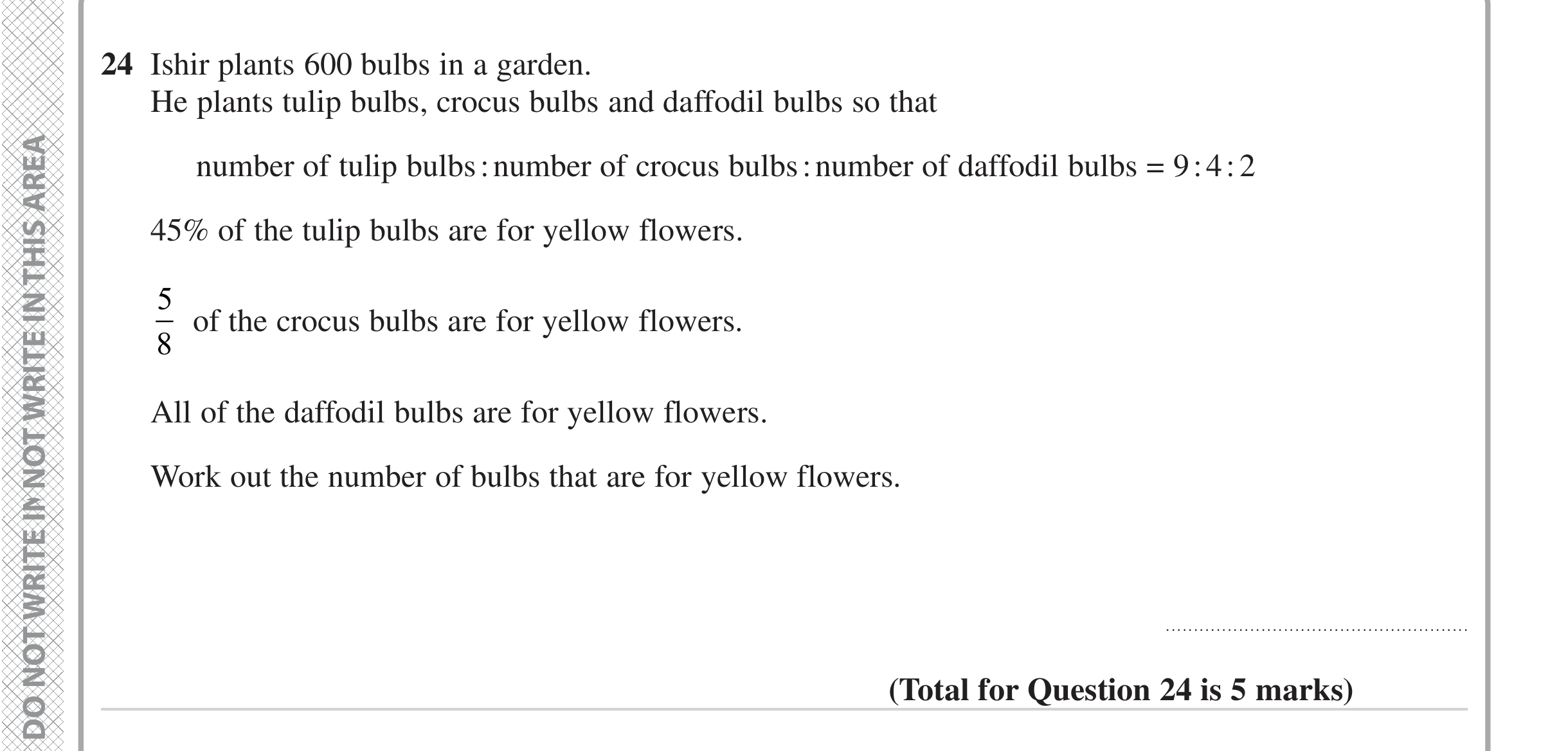 Question 24 — Ratios, Percentages, Fractions — Edexcel iGCSE June 2024