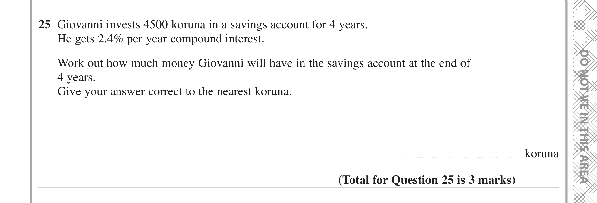 Question 25 — Compound Interest — Edexcel iGCSE June 2024