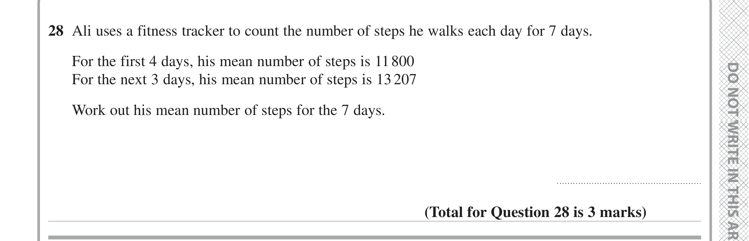 Question 28 — Mean/Median/Mode/Range — Edexcel iGCSE June 2024