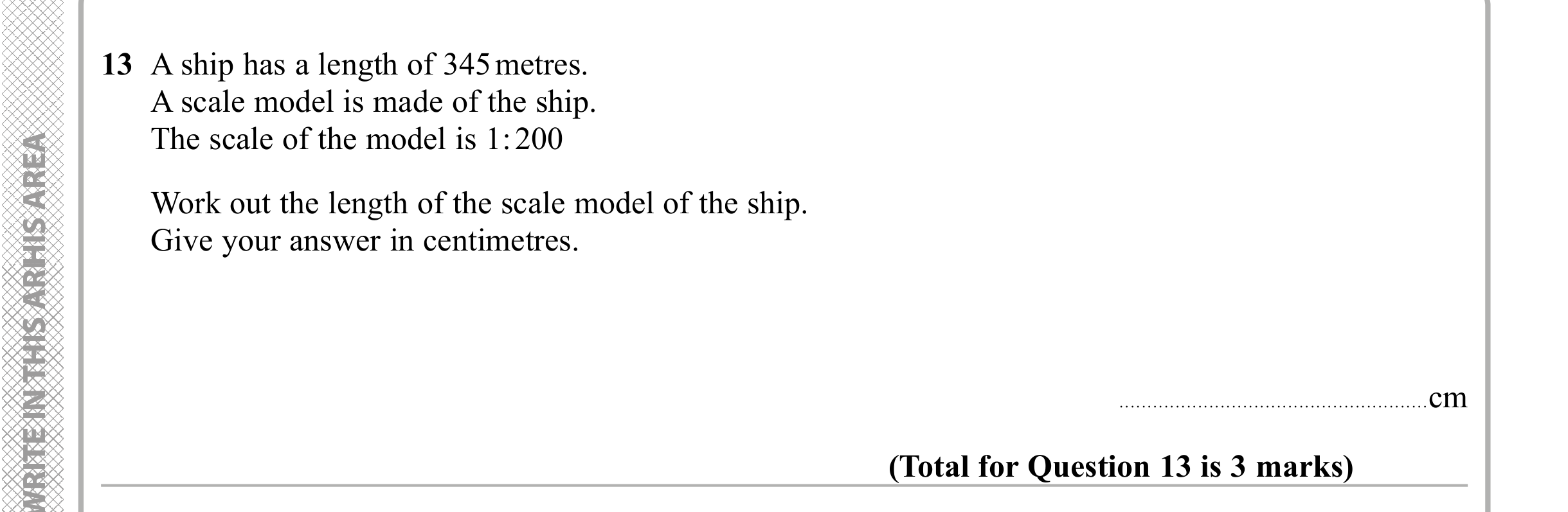 Question 13 — Maps, Unit Conversions — Edexcel iGCSE Sample Paper