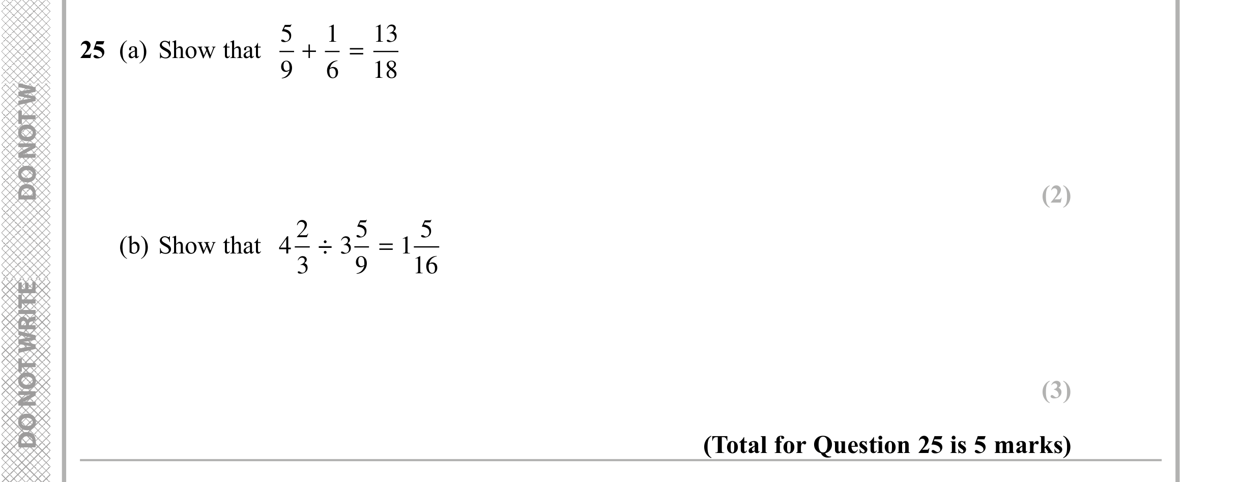 Question 25 — Fractions — Edexcel iGCSE Sample Paper