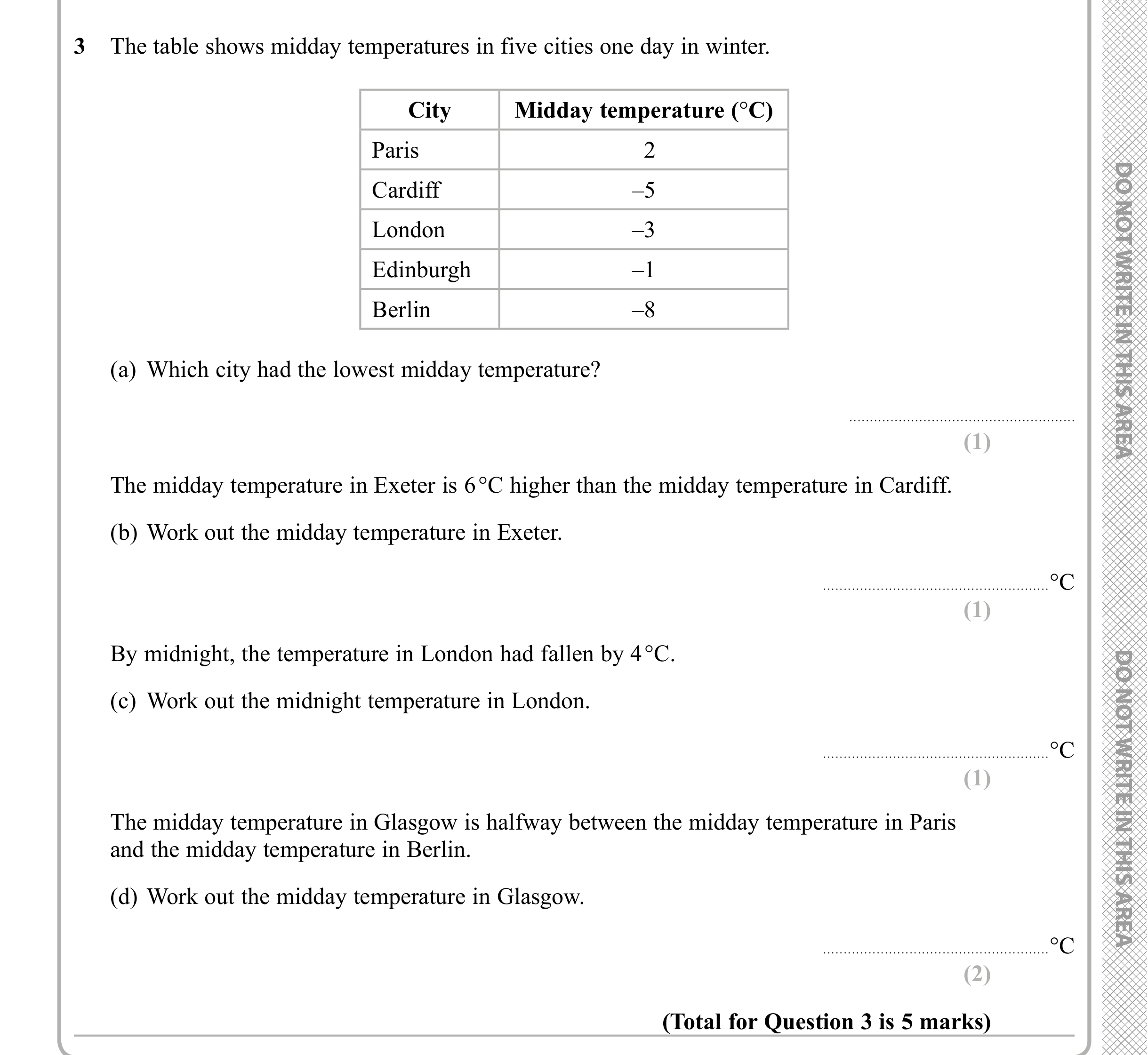 Question 3 — Interpret Statistical Diagrams — Edexcel iGCSE Sample Paper