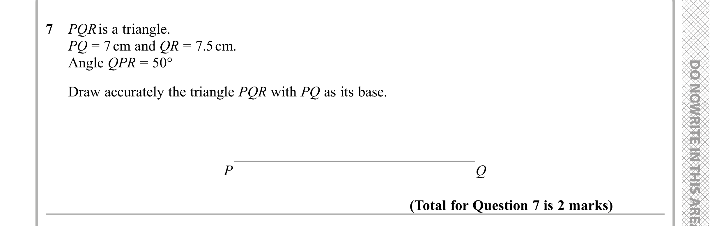 Question 7 — Construction — Edexcel iGCSE Sample Paper