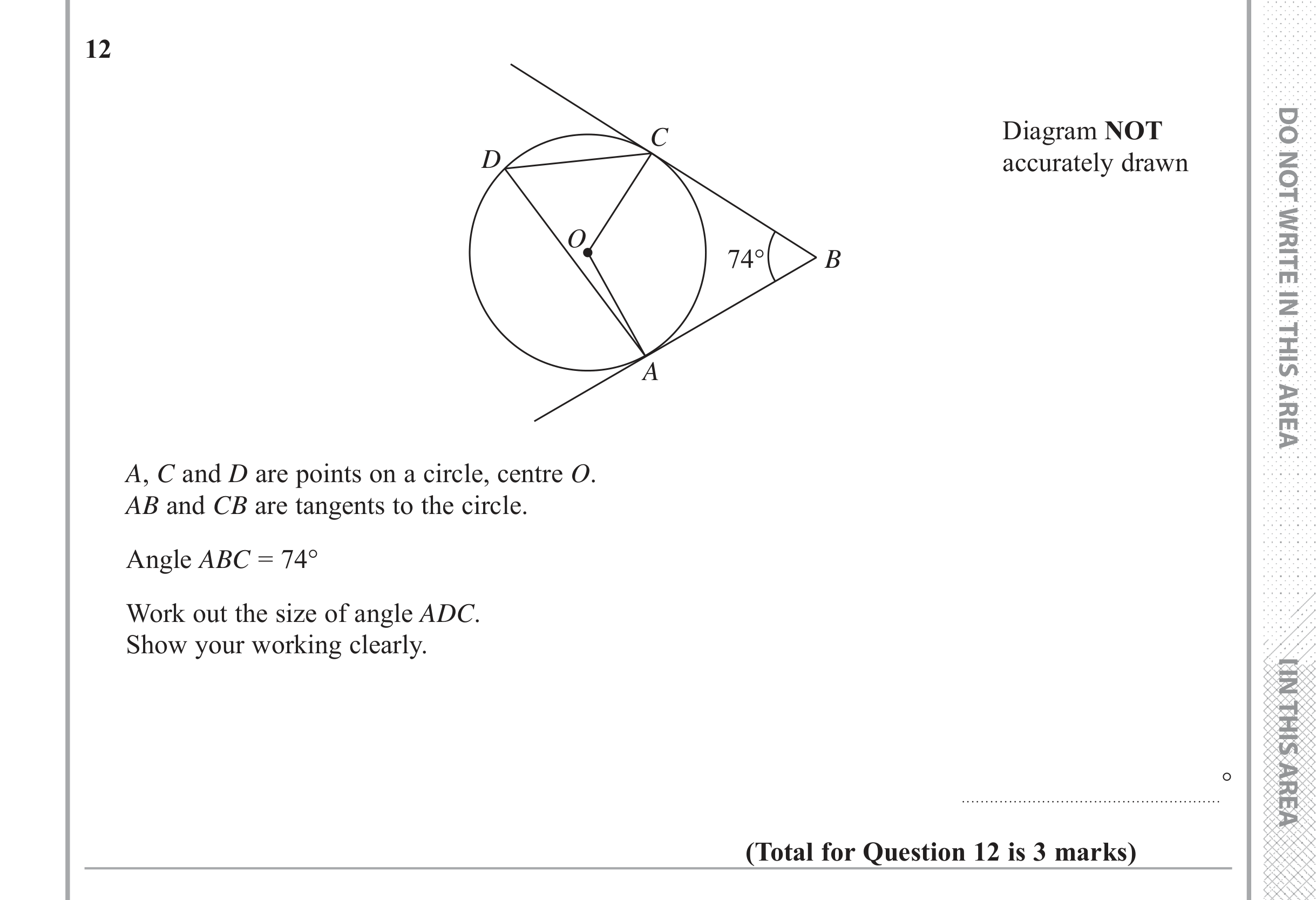 Question 12 — Circle Theorems — Edexcel iGCSE June 2018