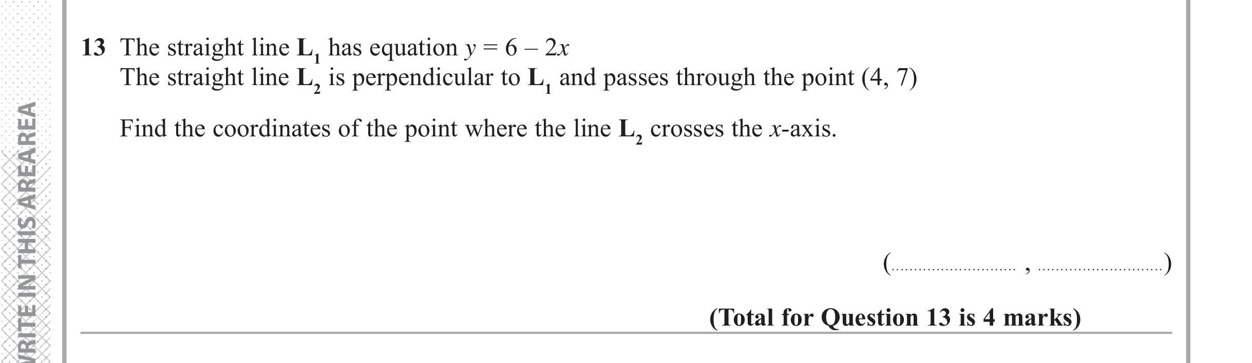 Question 13 — Straight Line Graphs — Edexcel iGCSE June 2018