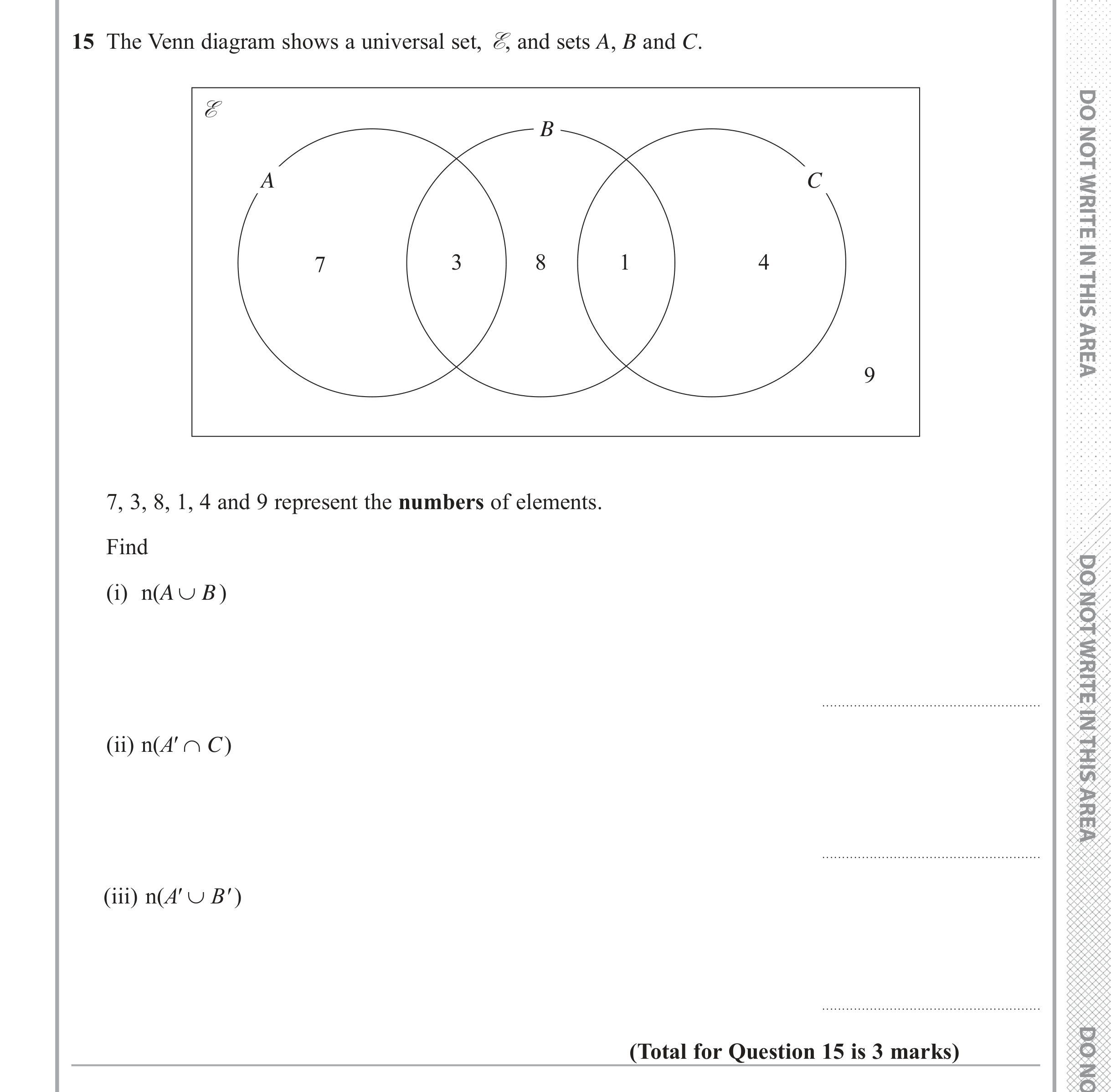 Question 15 — Set Notation — Edexcel iGCSE June 2018