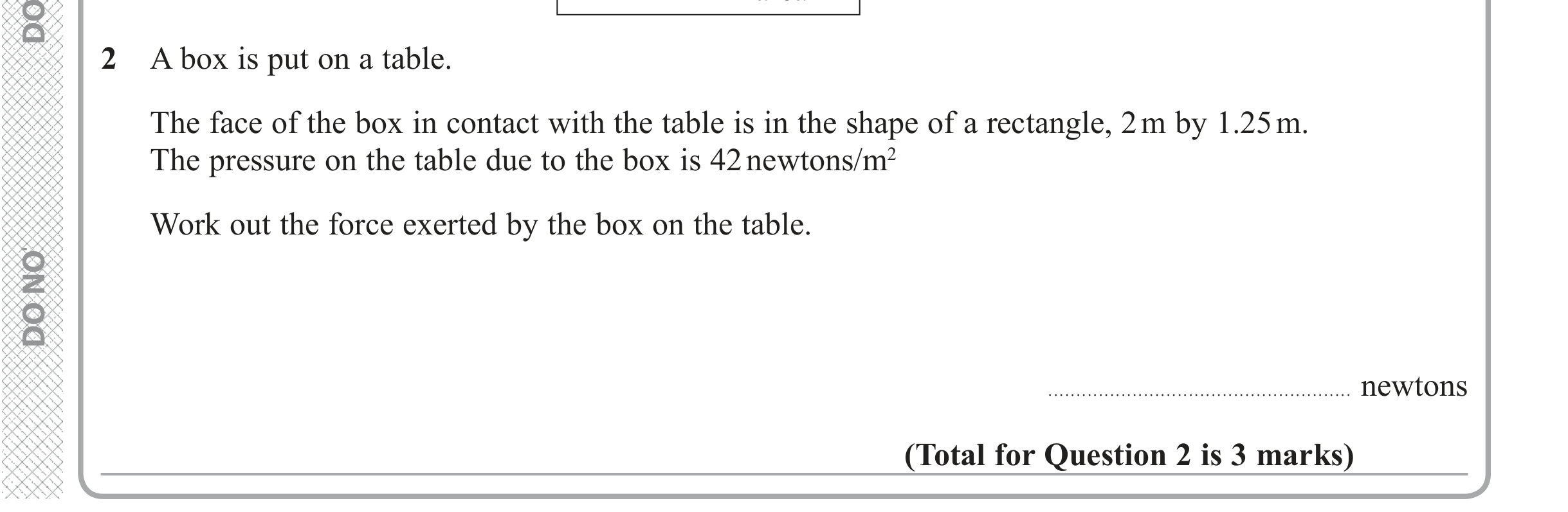 Question 2 — Speed/Distance/Time/Density/Pressure, Perimeter and Area — Edexcel iGCSE June 2018