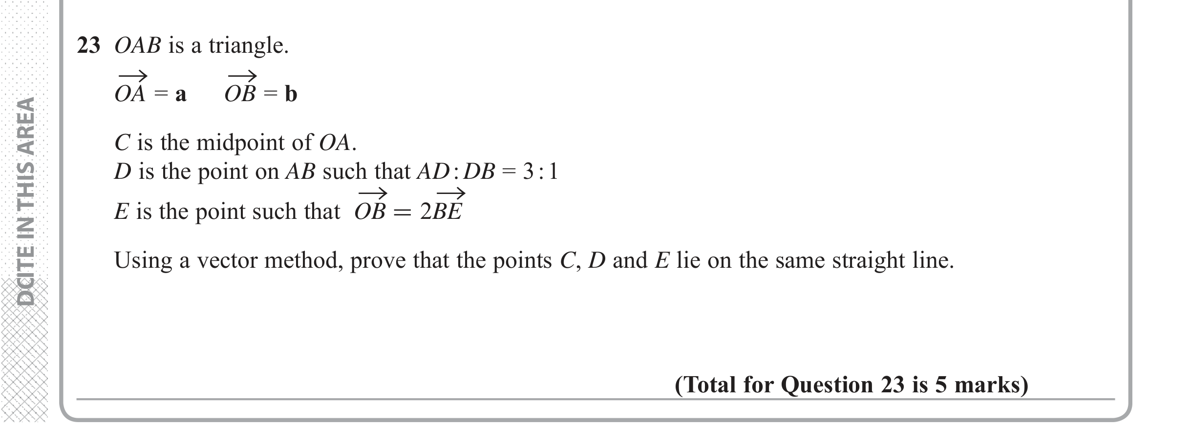 Question 23 — Vectors — Edexcel iGCSE June 2018