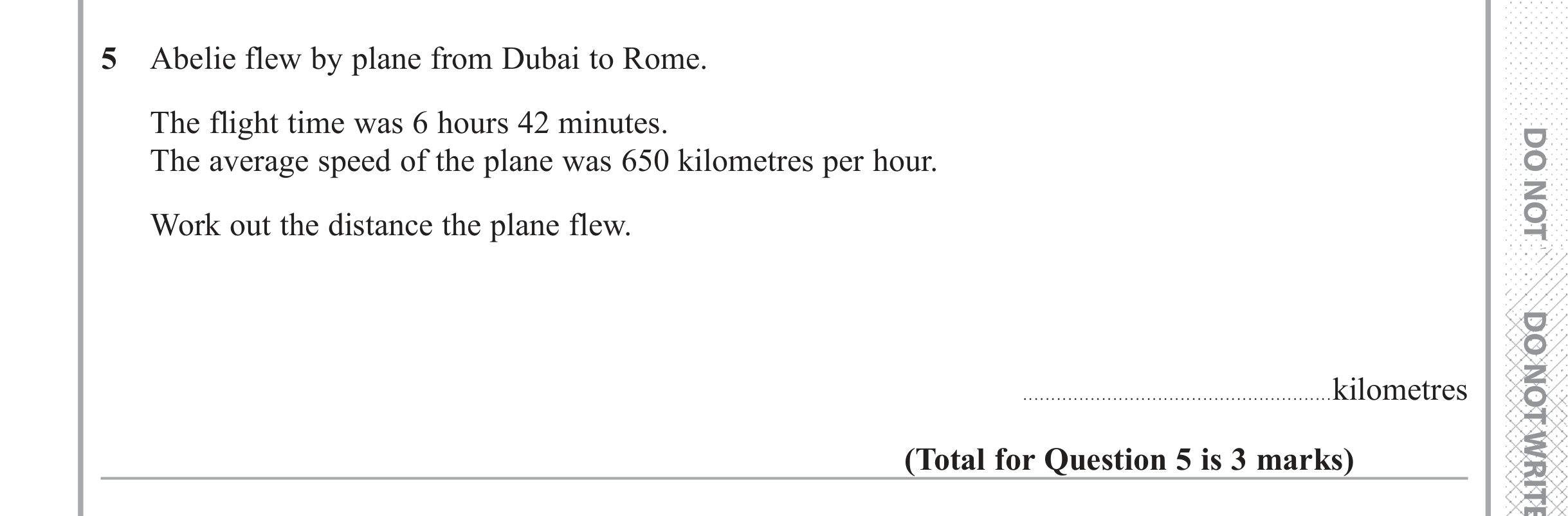 Question 5 — Speed/Distance/Time/Density/Pressure — Edexcel iGCSE June 2018