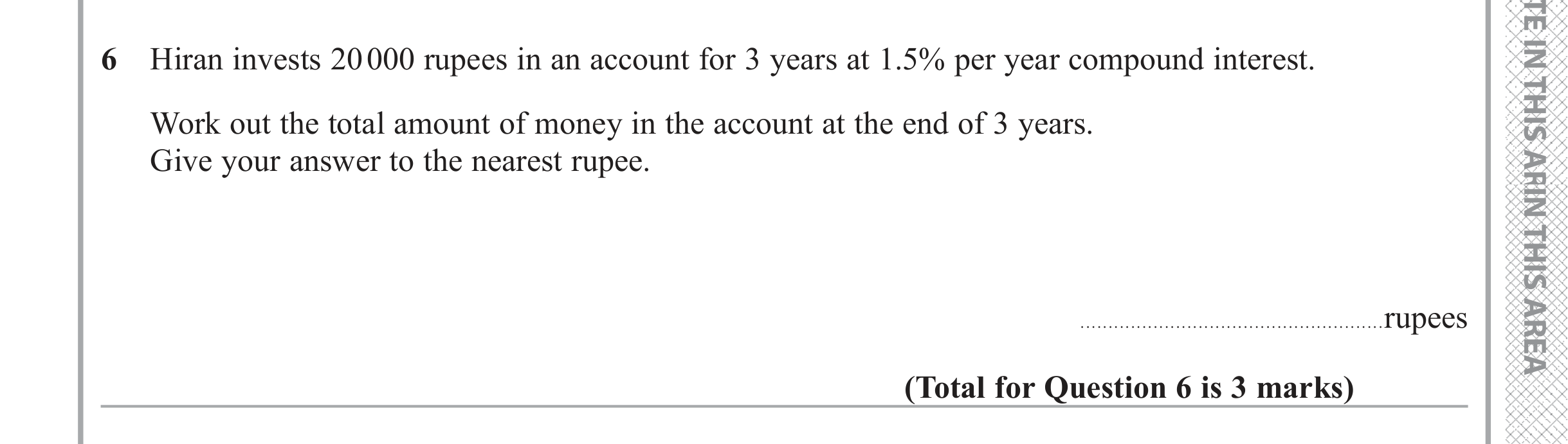 Question 6 — Percentages — Edexcel iGCSE June 2018