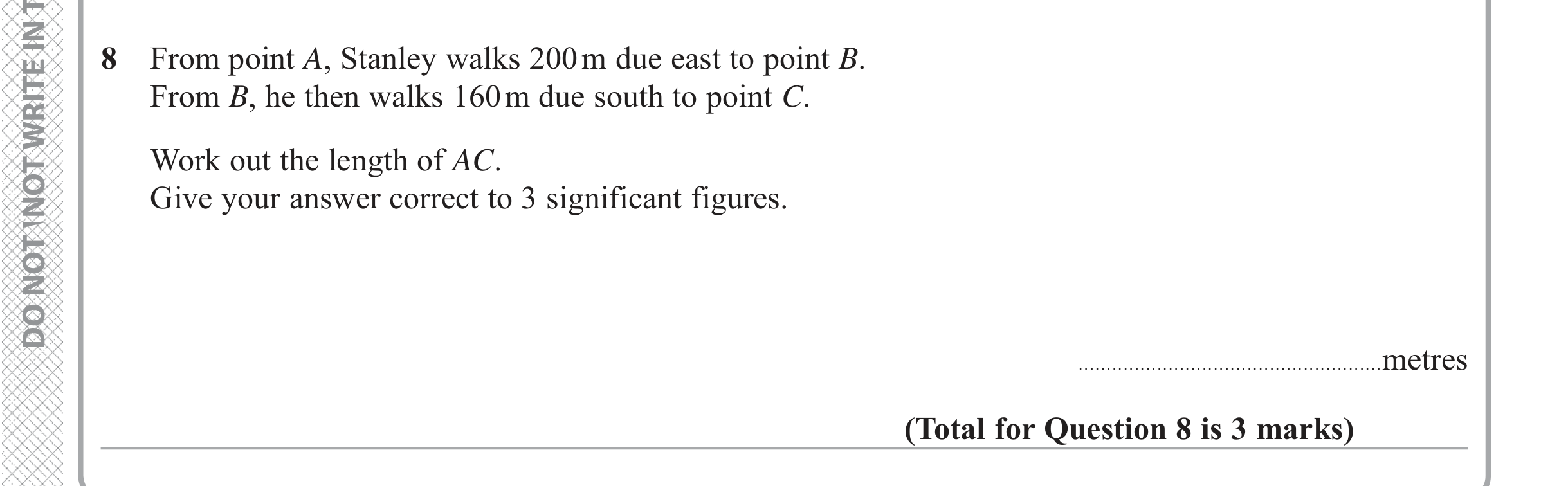 Question 8 — Pythagoras — Edexcel iGCSE June 2018