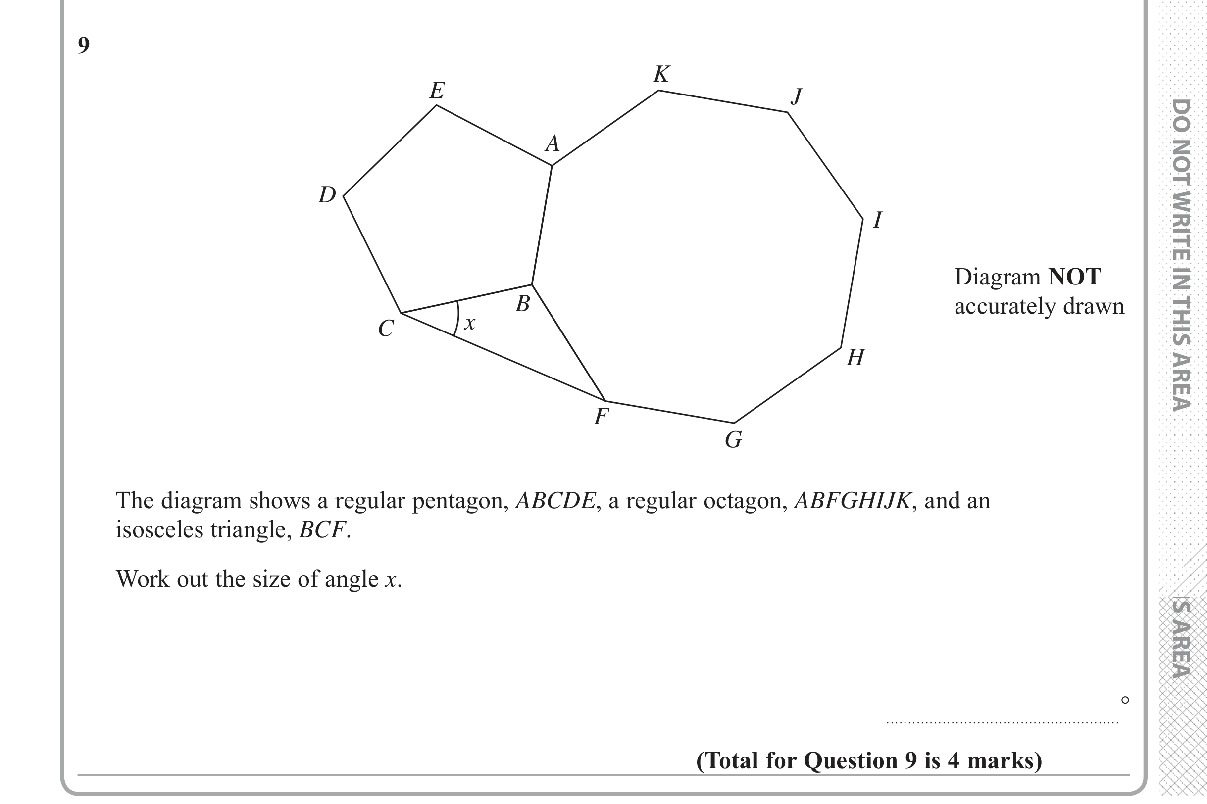 Question 9 — Angles, Polygons — Edexcel iGCSE June 2018
