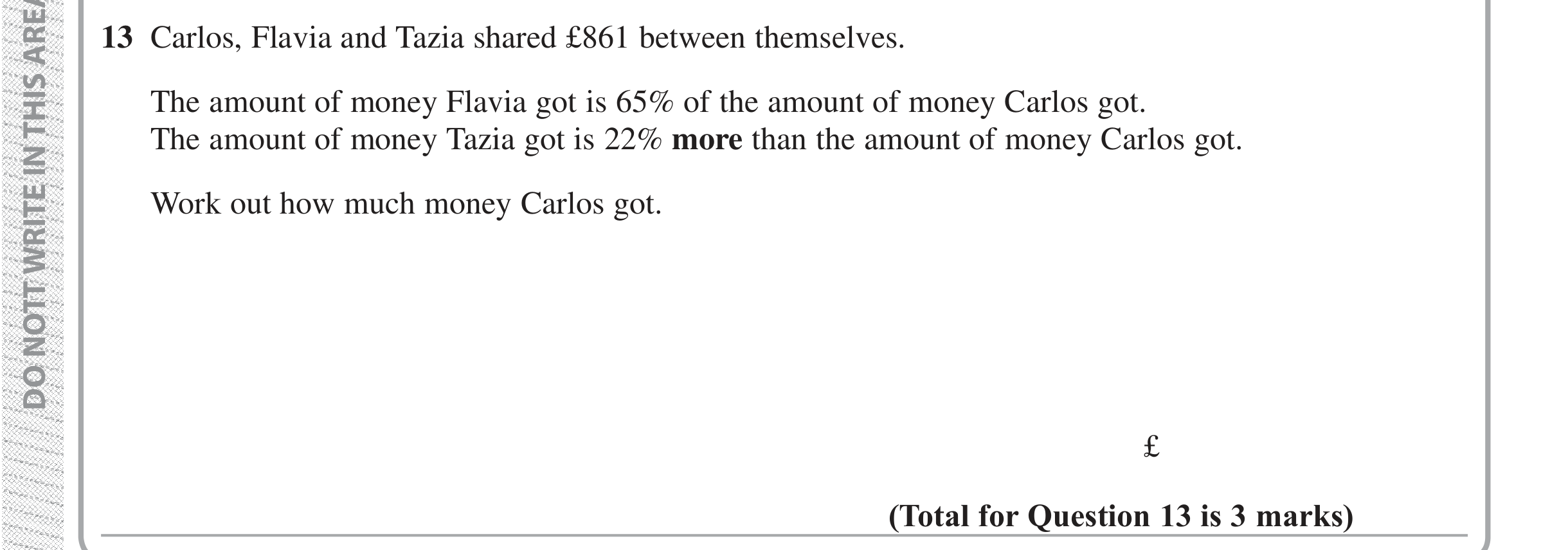 Question 13 — Percentages — Edexcel iGCSE Jan 2019
