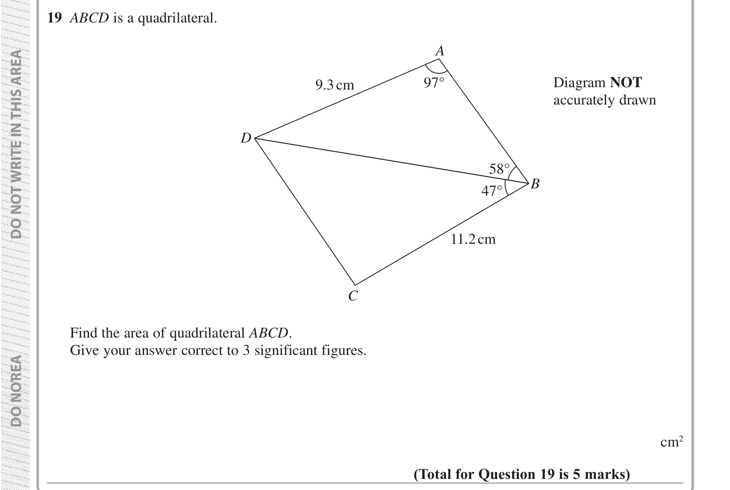 Question 19 — Sine/Cosine Rule — Edexcel iGCSE Jan 2019