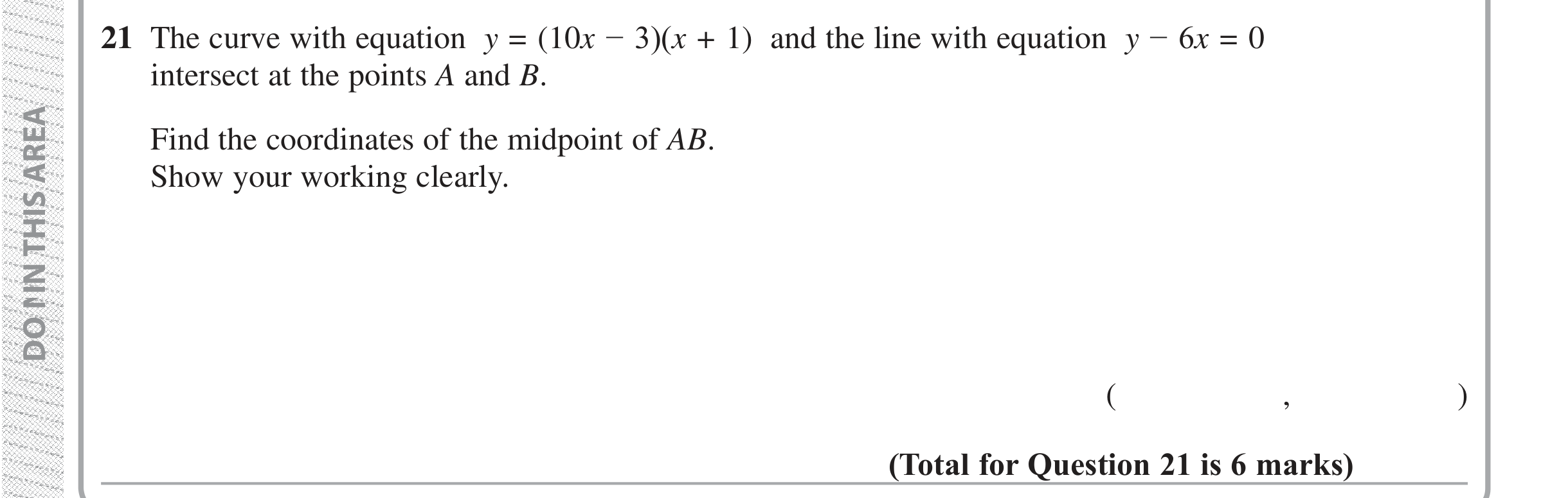 Question 21 — Simultaneous Equations, Midpoints — Edexcel iGCSE Jan 2019