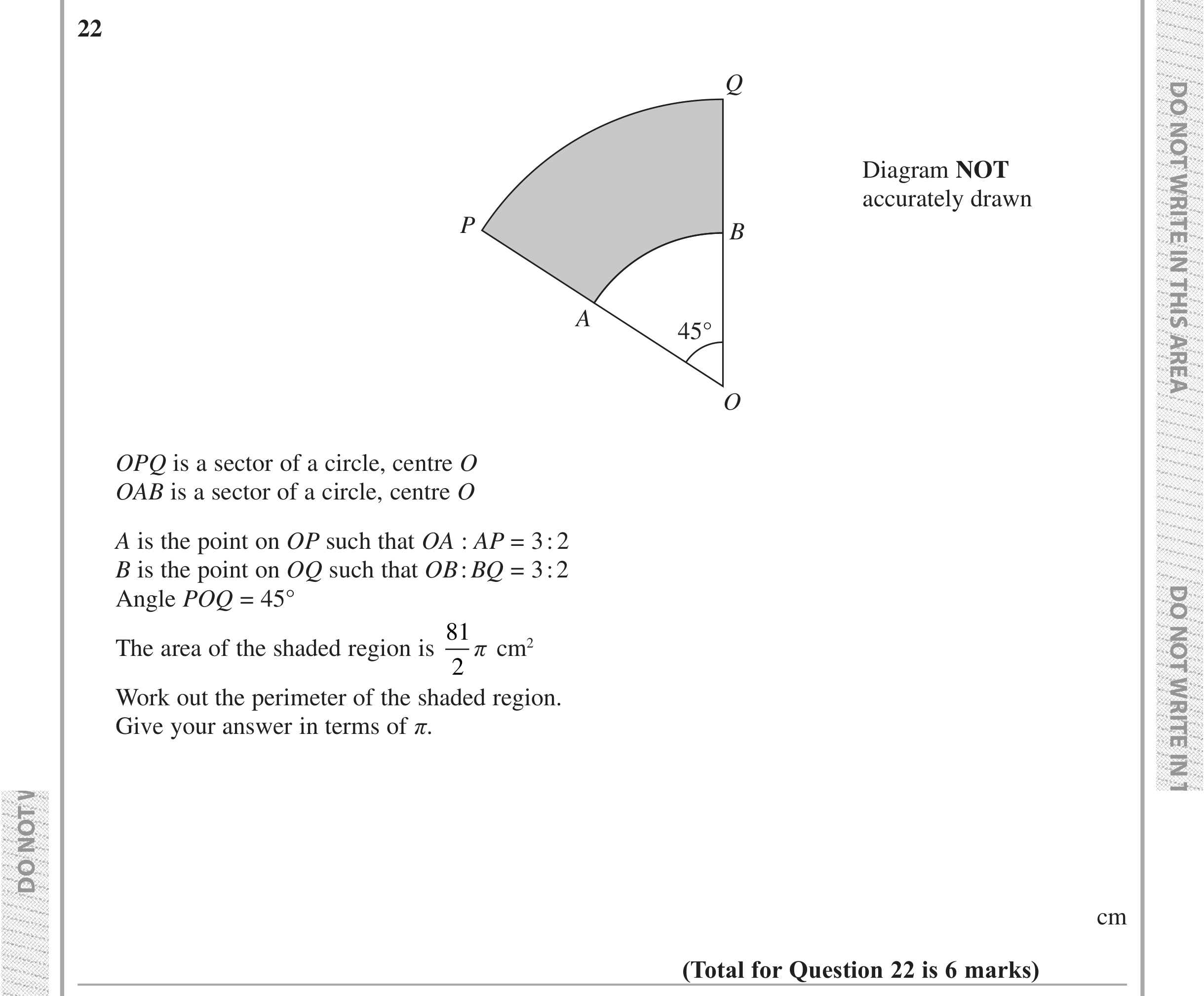 Question 22 — Sectors, Ratios — Edexcel iGCSE Jan 2019