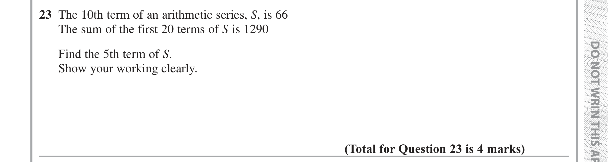 Question 23 — Sequences — Edexcel iGCSE Jan 2019