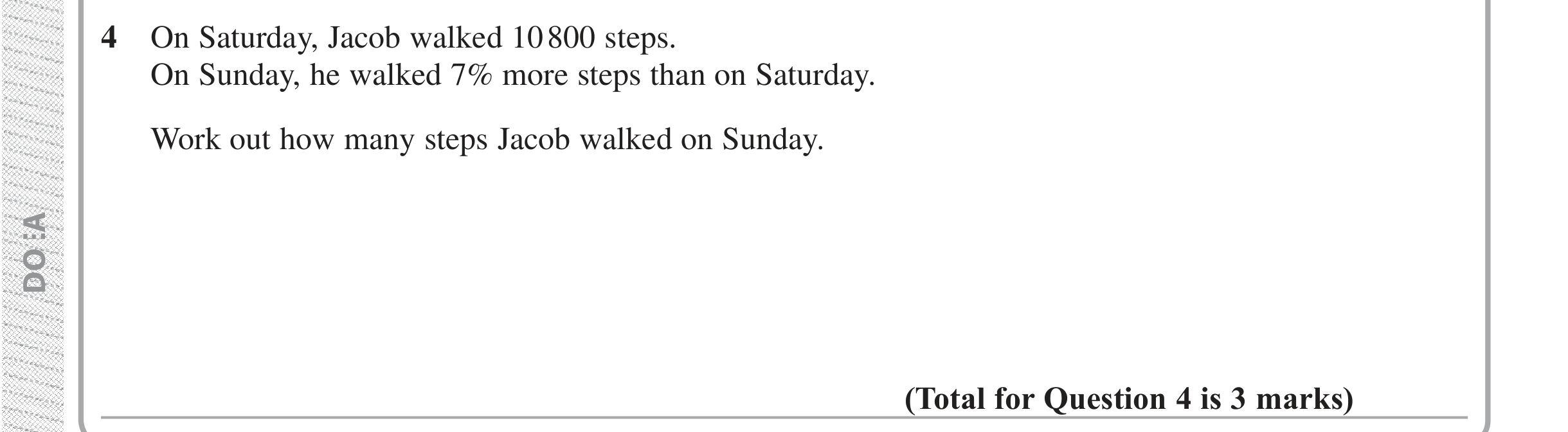 Question 4 — Percentages — Edexcel iGCSE Jan 2019