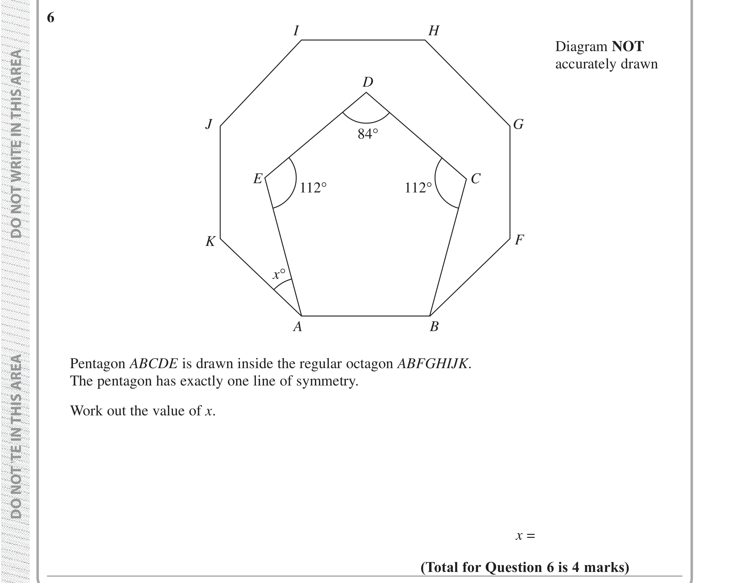 Question 6 — Angles, Polygons — Edexcel iGCSE Jan 2019