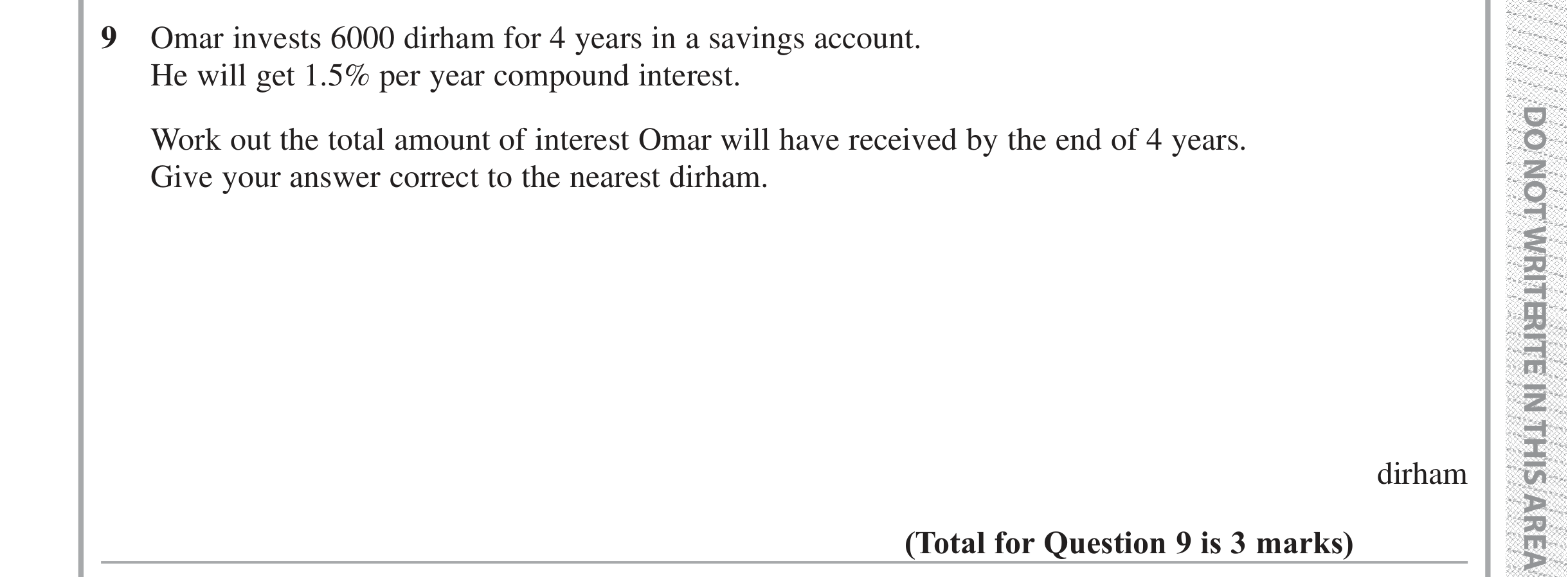 Question 9 — Compound Interest — Edexcel iGCSE Jan 2019