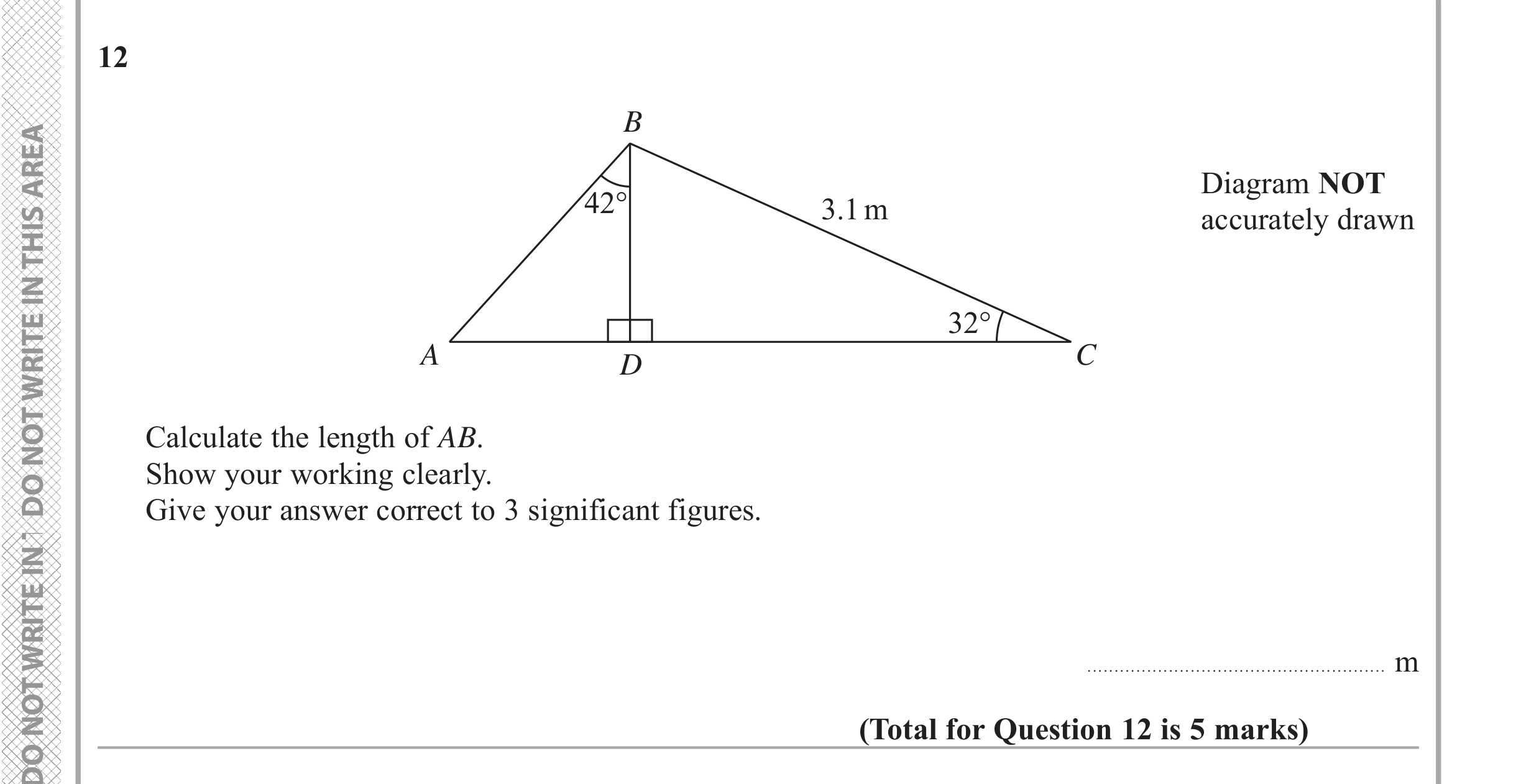 Question 12 — Soh Cah Toa — Edexcel iGCSE June 2019