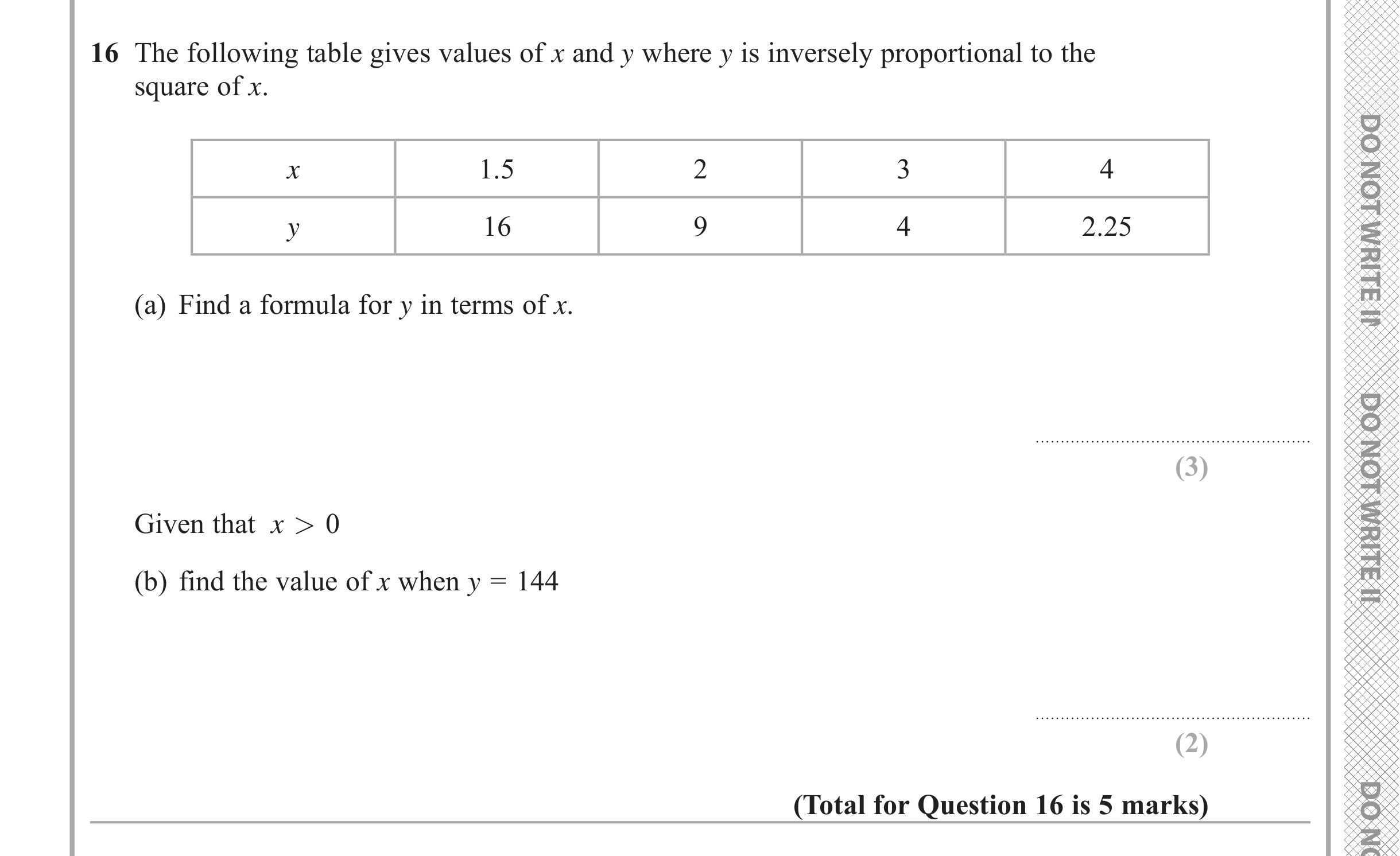 Question 16 — Proportion — Edexcel iGCSE June 2019