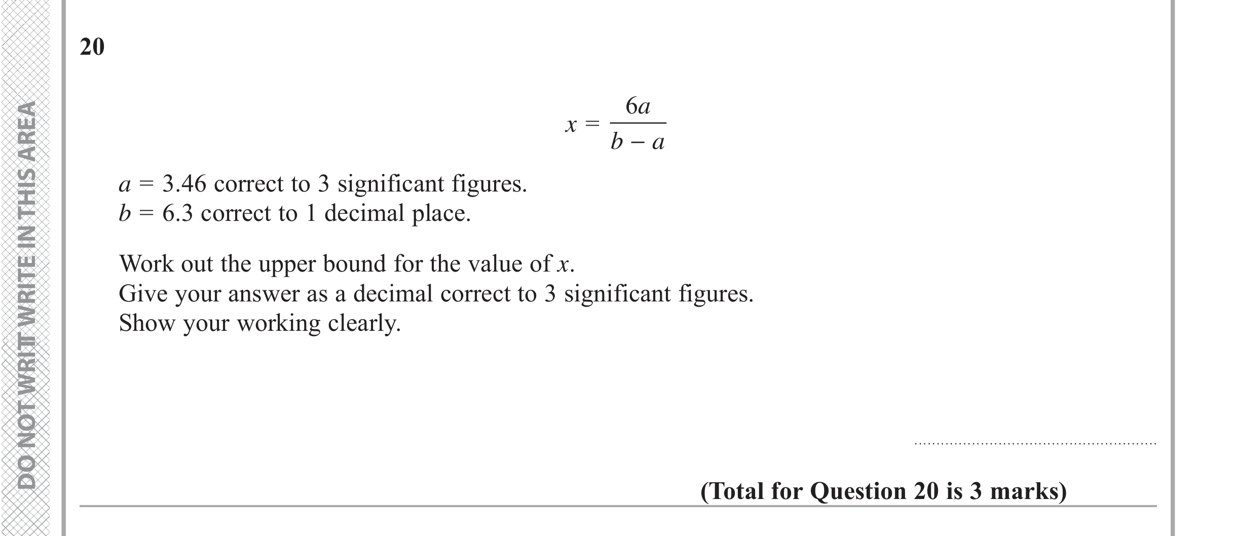 Question 20 — Upper/Lower Bounds — Edexcel iGCSE June 2019