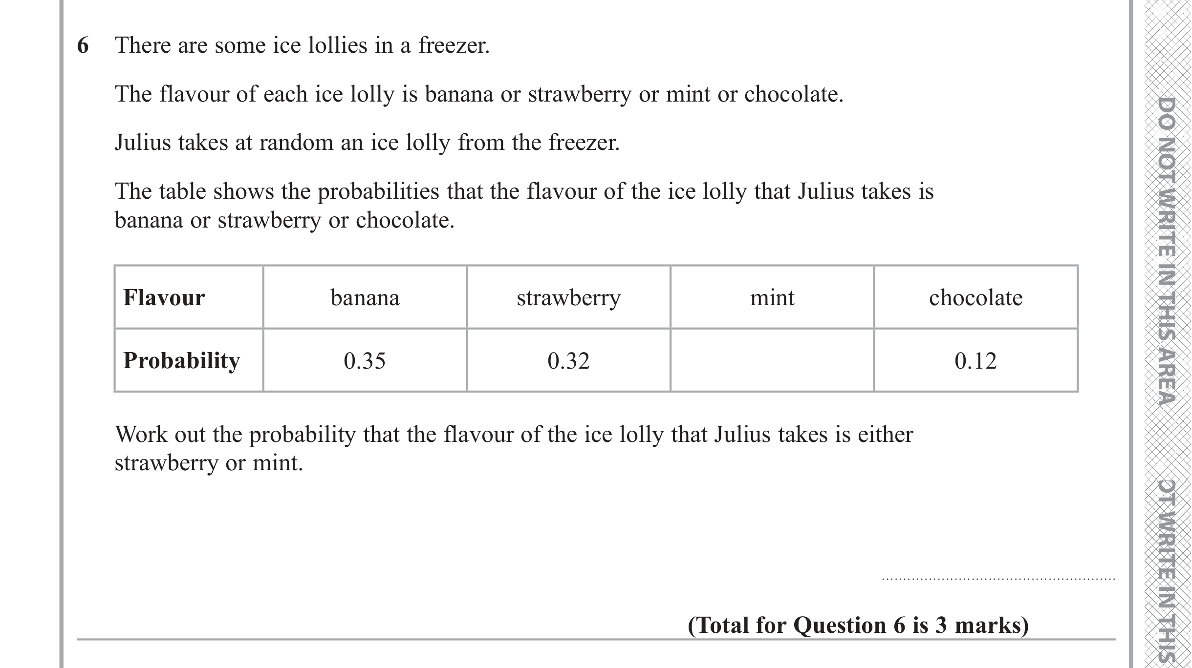 Question 6 — Probability — Edexcel iGCSE June 2019