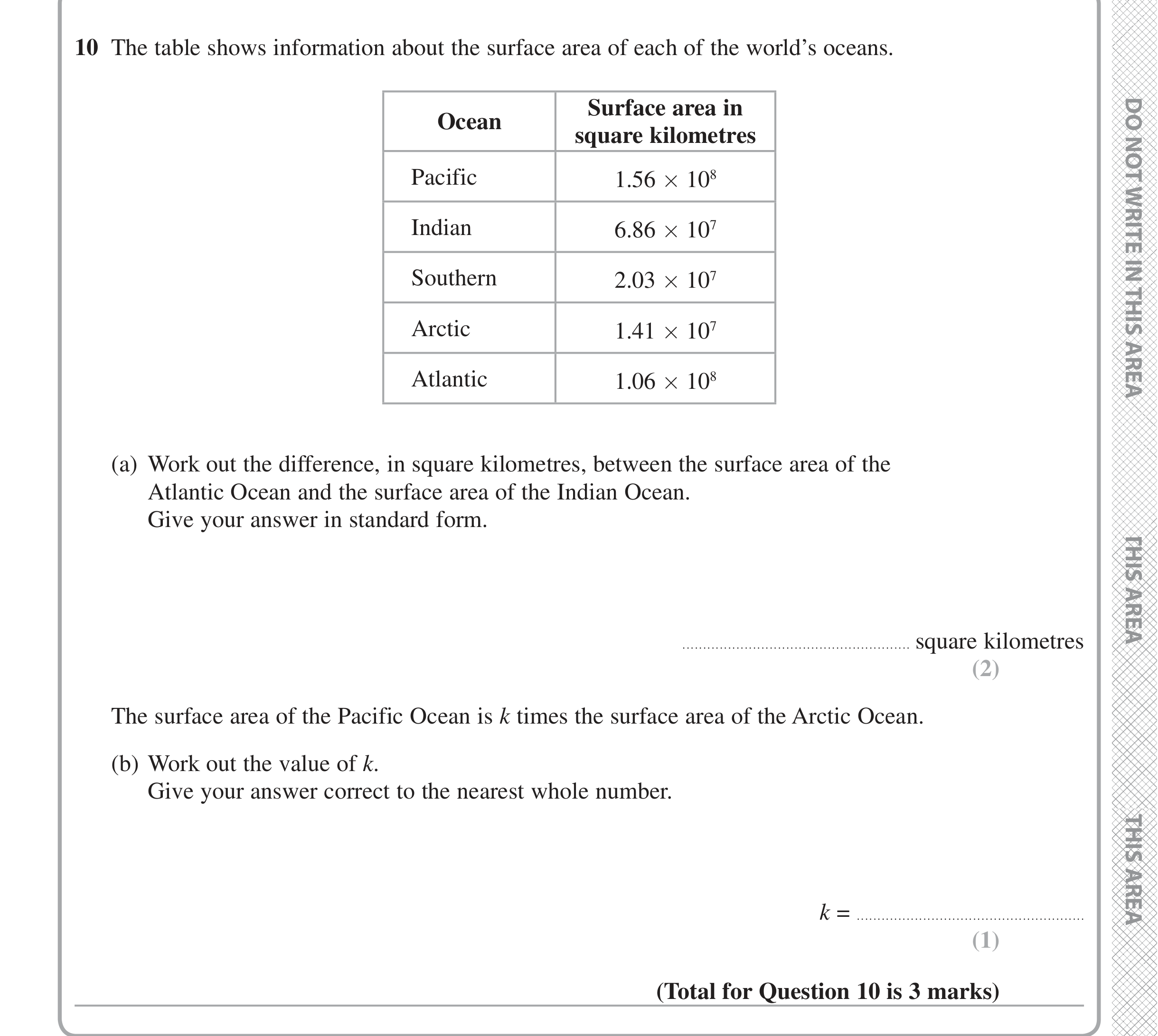Question 10 — Standard Form — Edexcel iGCSE Jan 2020