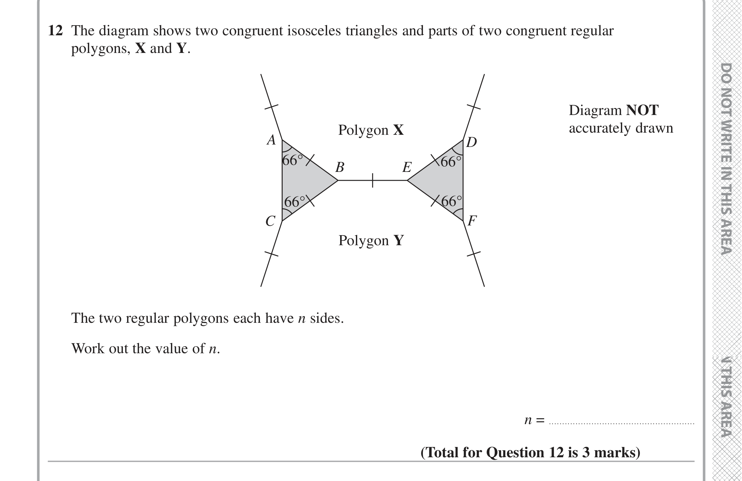Question 12 — Angles, Polygons — Edexcel iGCSE Jan 2020