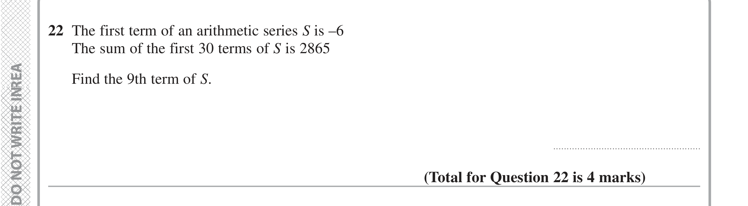 Question 22 — Sequences — Edexcel iGCSE Jan 2020
