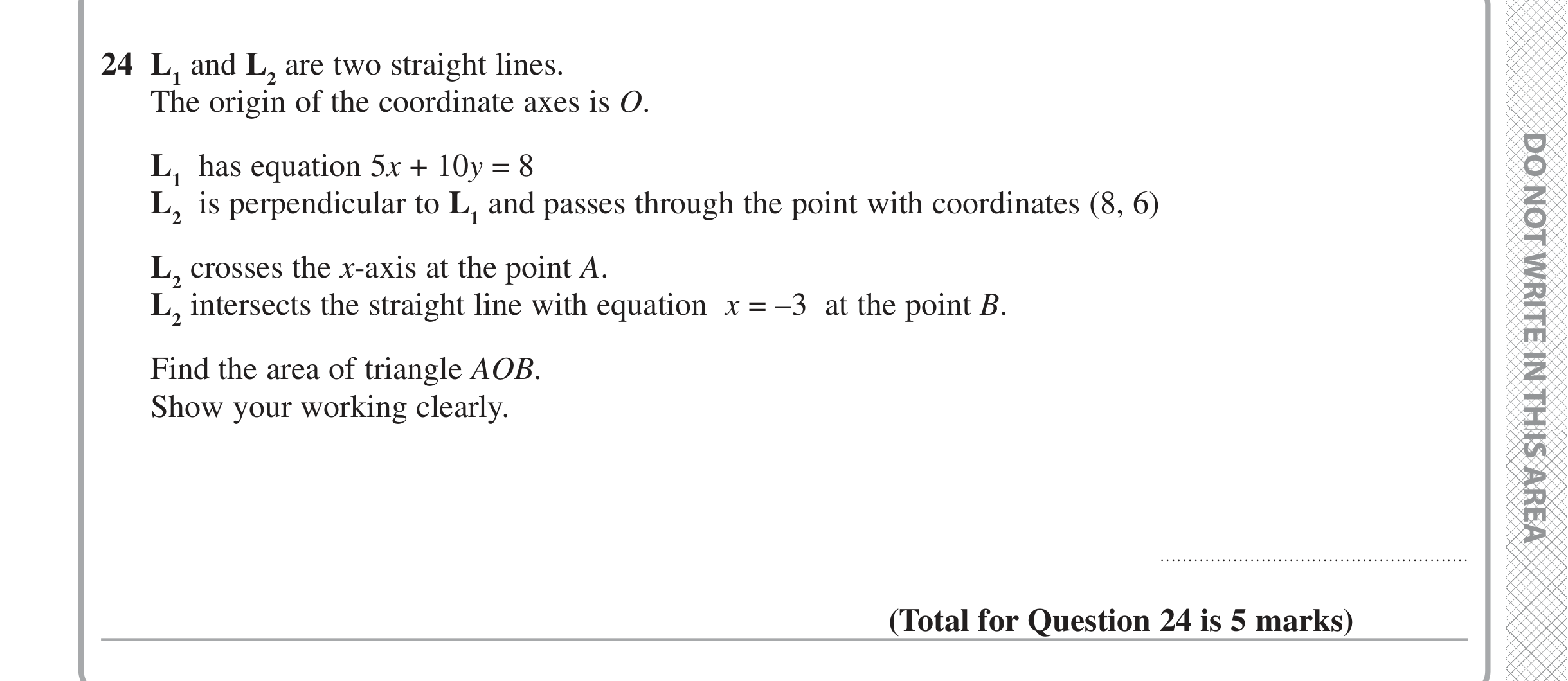 Question 24 — Straight Line Graphs, Perimeter and Area — Edexcel iGCSE Jan 2020