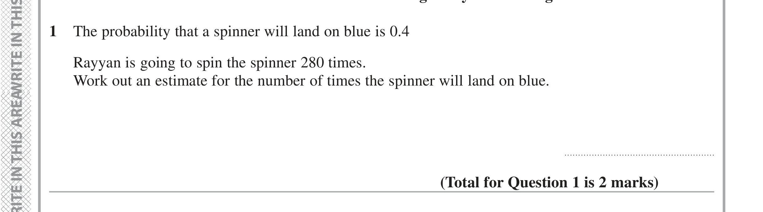 Question 1 — Probability — Edexcel iGCSE June 2020