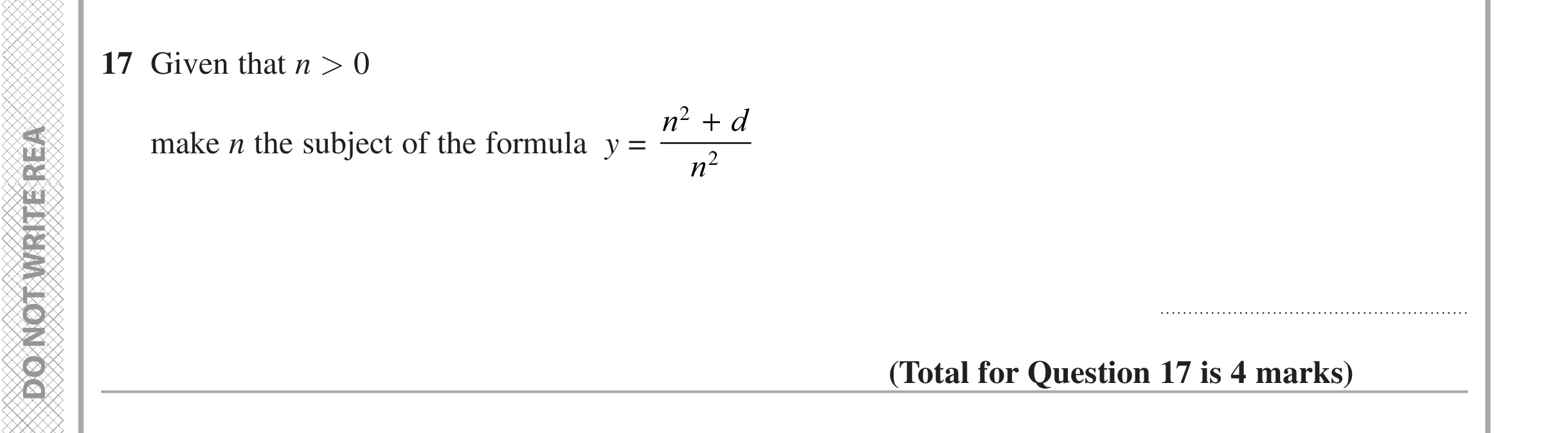 Question 17 — Formulae — Edexcel iGCSE June 2020