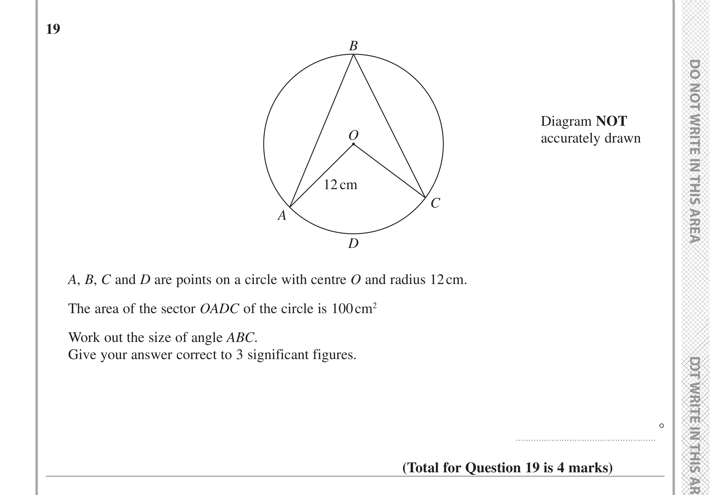 Question 19 — Circle Theorems, Sectors — Edexcel iGCSE June 2020