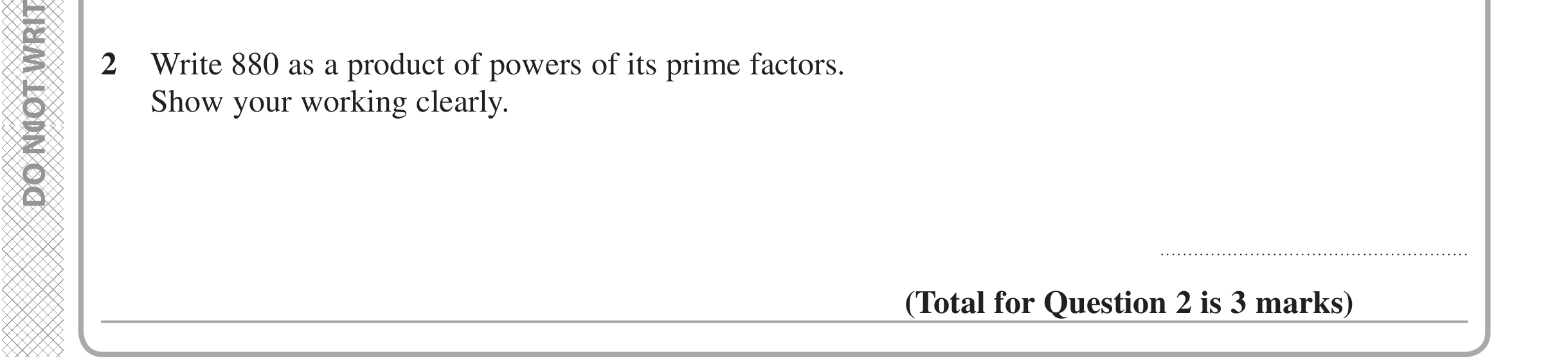 Question 2 — Prime Factors — Edexcel iGCSE June 2020