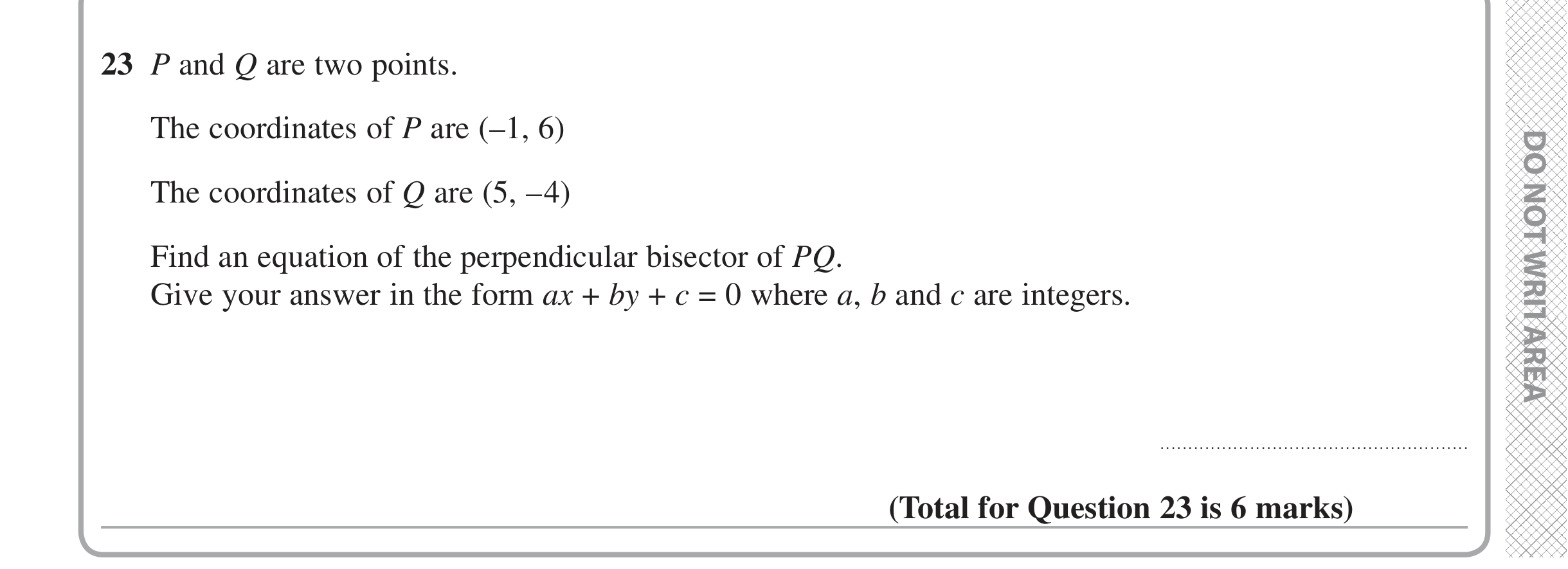 Question 23 — Straight Line Graphs — Edexcel iGCSE June 2020