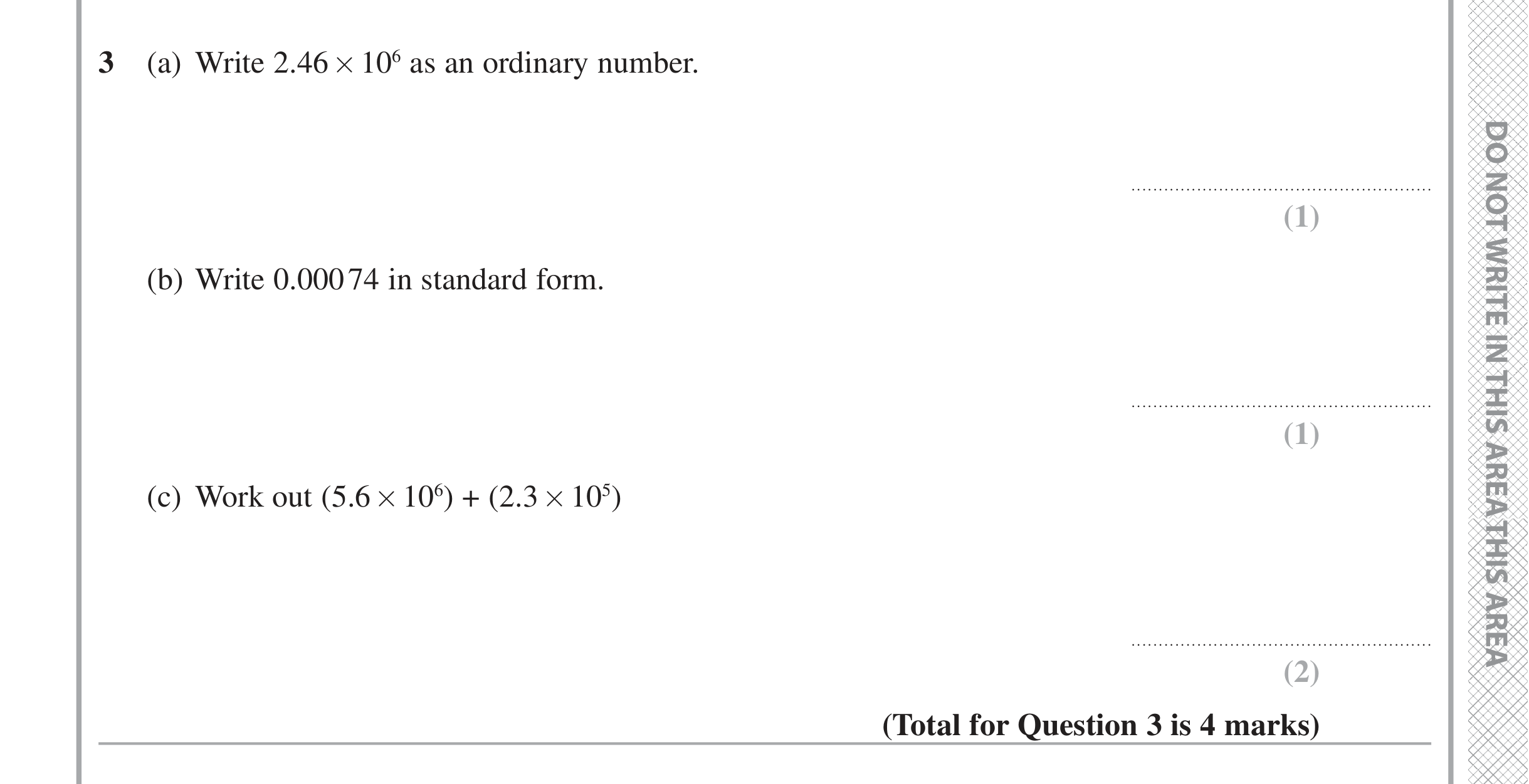 Question 3 — Standard Form — Edexcel iGCSE June 2020