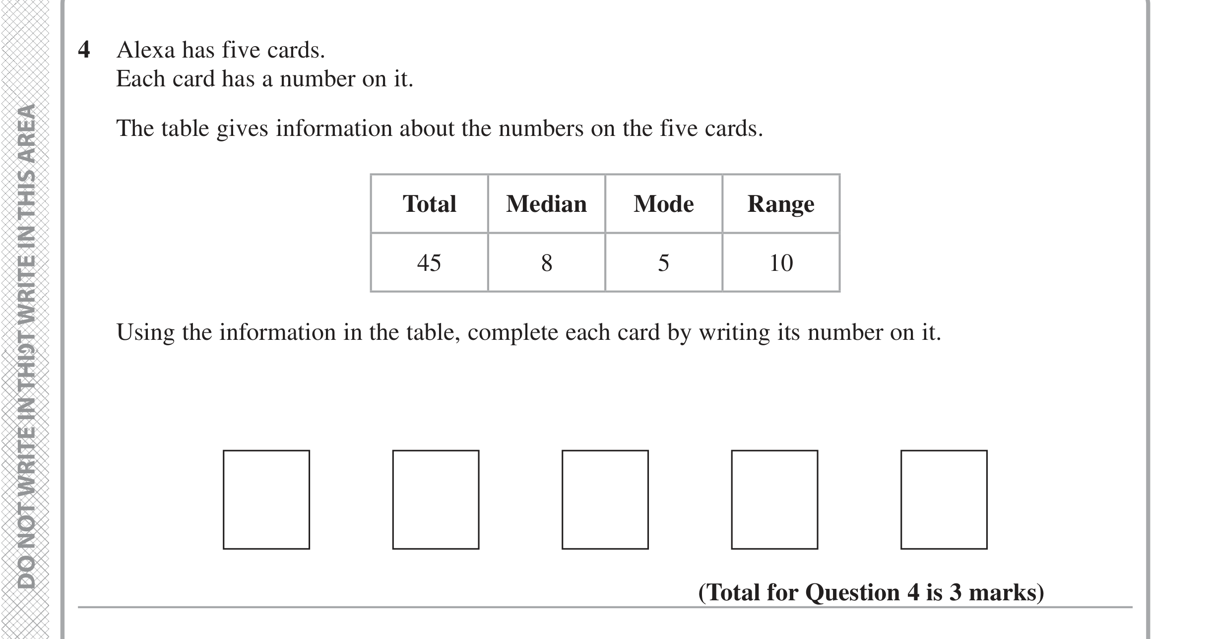 Question 4 — Mean/Median/Mode/Range — Edexcel iGCSE June 2020