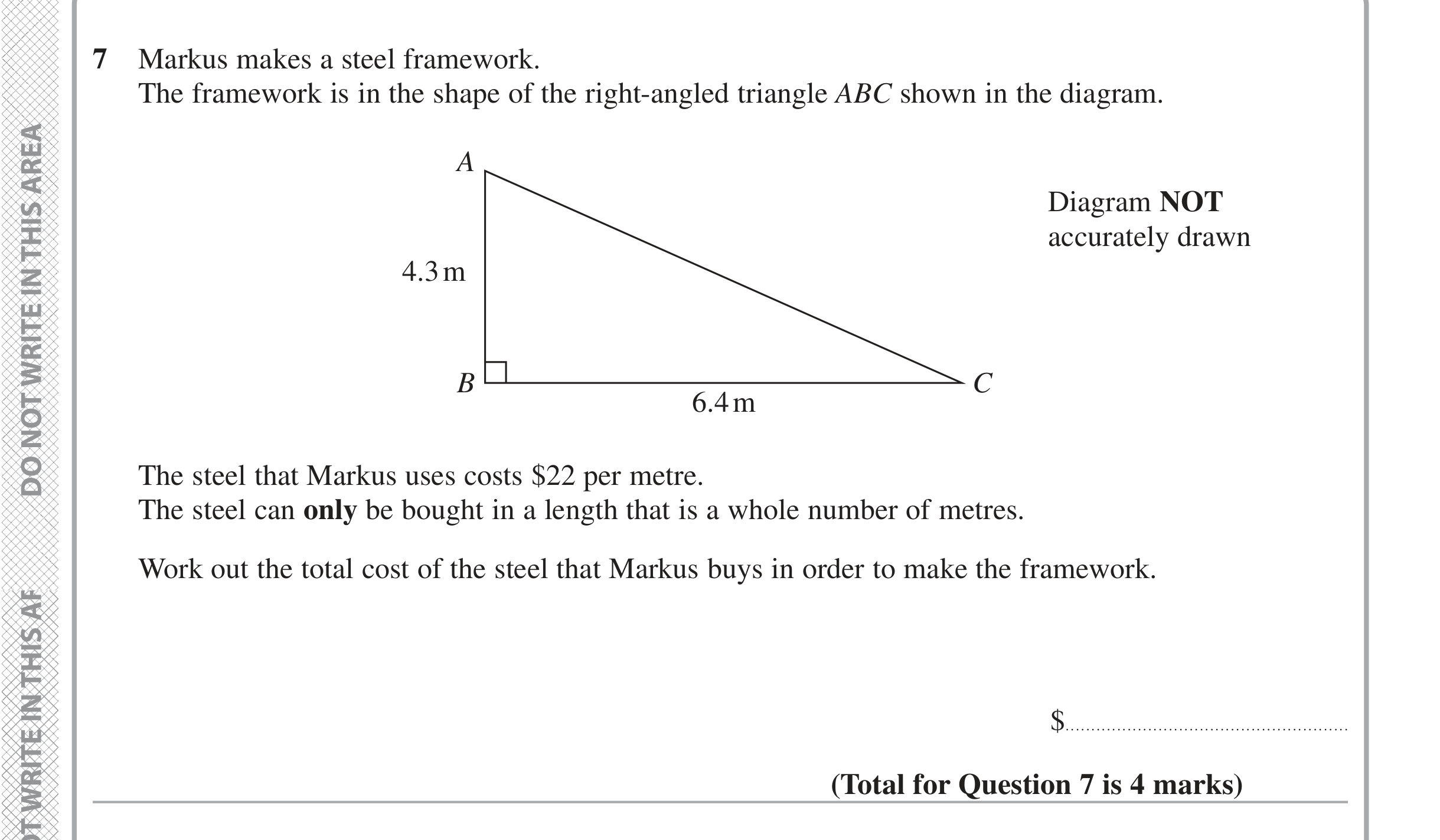 Question 7 — Pythagoras — Edexcel iGCSE June 2020