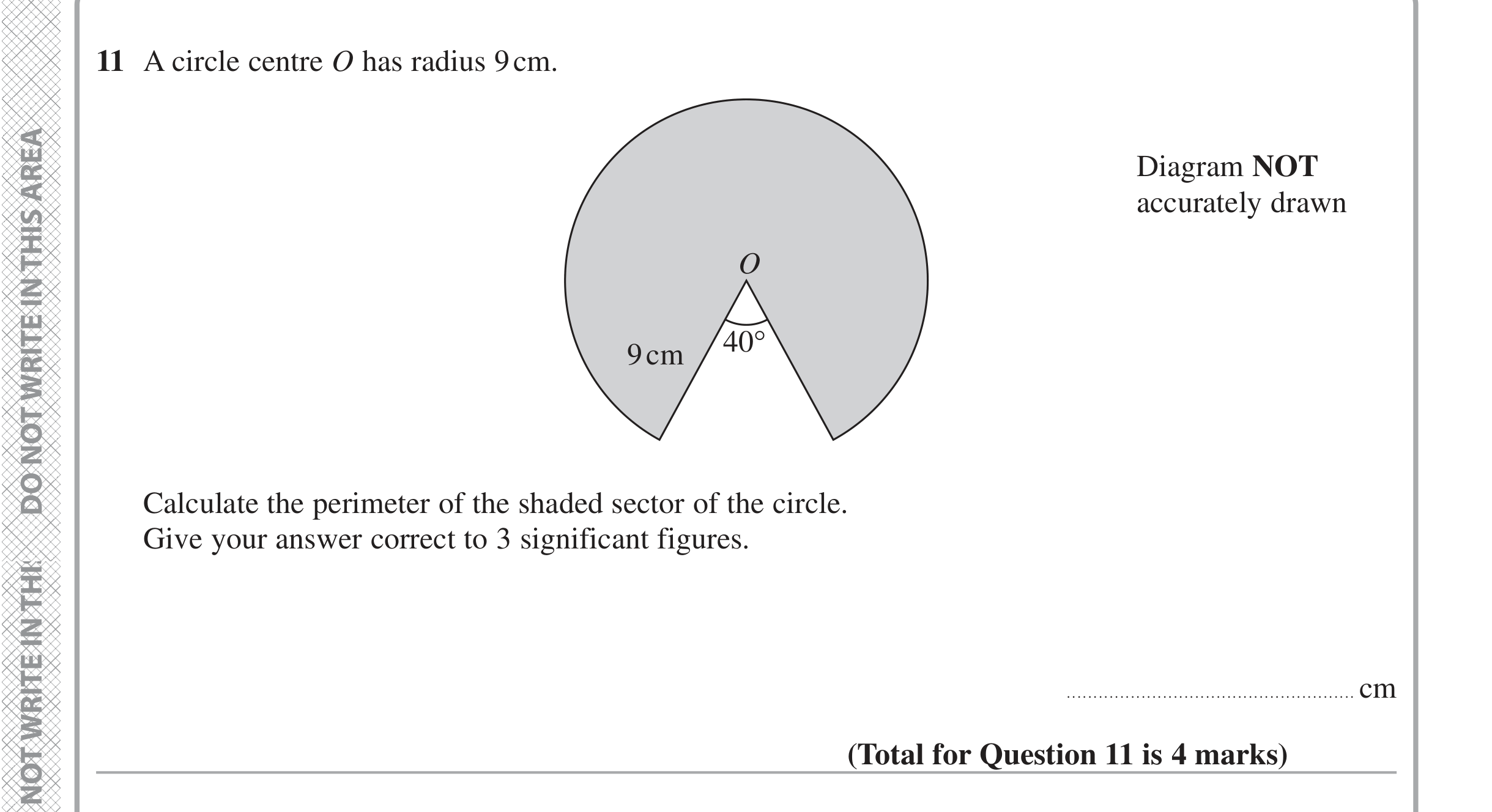Question 11 — Sectors, Circles — Edexcel iGCSE Jan 2021