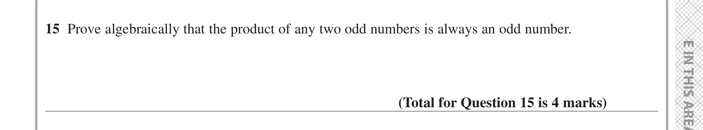 Question 15 — Proofs — Edexcel iGCSE Jan 2021