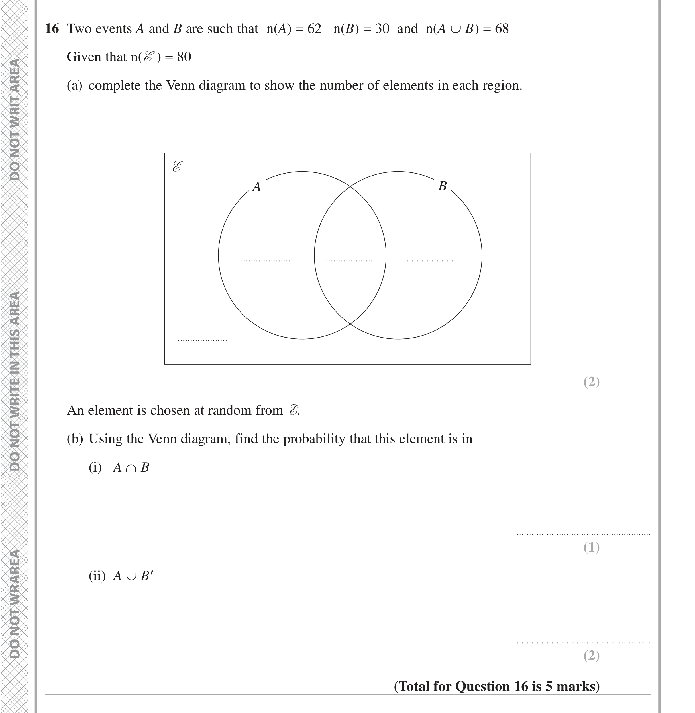 Question 16 — Set Notation — Edexcel iGCSE Jan 2021